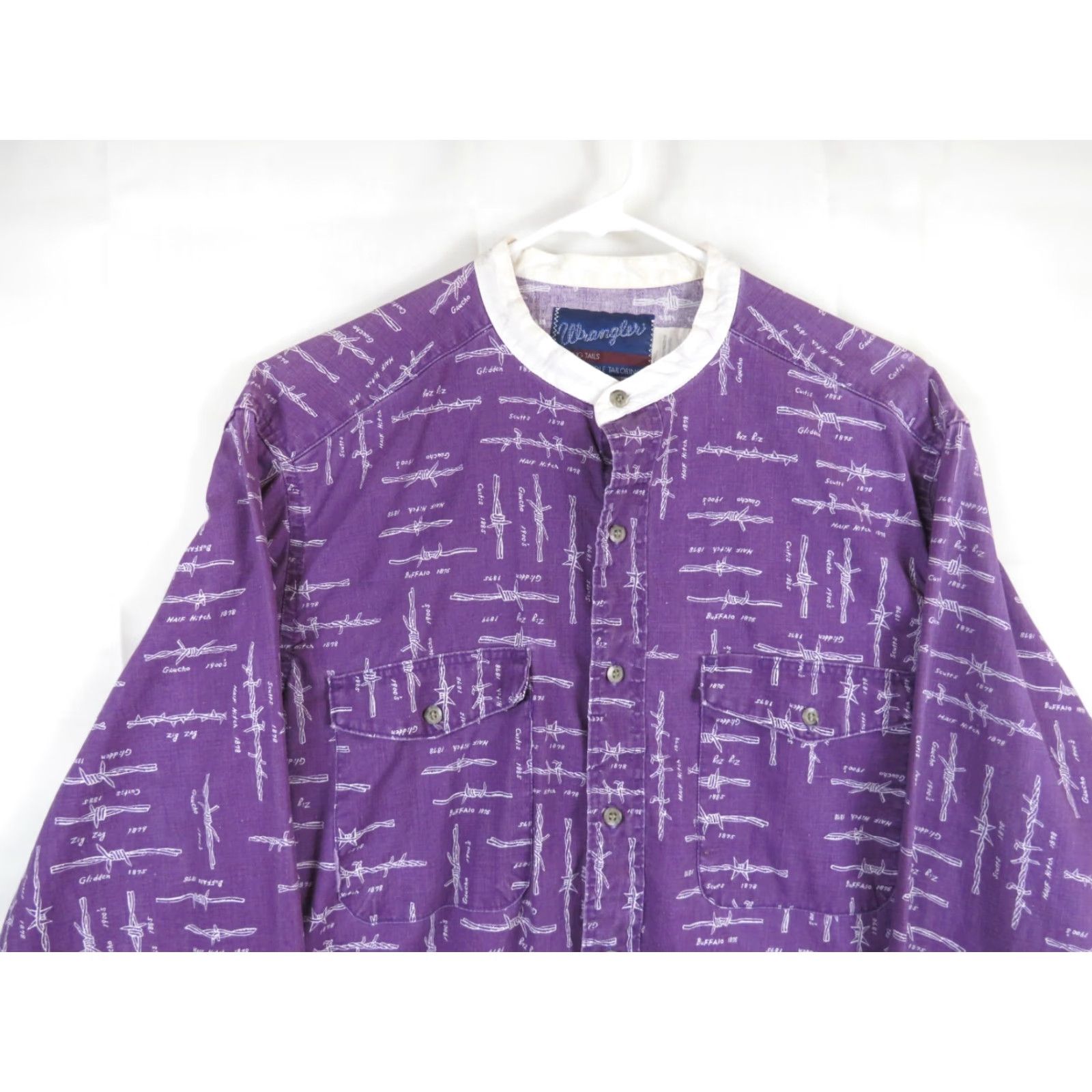 Wrangler VTG Wrangler western ranch Barbwire print shirt 90's rodeo cowboy 15 34 LS Size US L / EU 52-54 / 3 - 4 Thumbnail