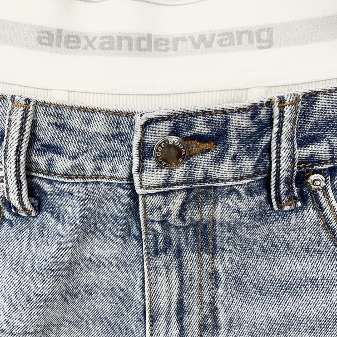 Alexander Wang Alexander Wang Fake Two-piece Low-rise Denim Shorts K26WX Size 24" / US 00 / IT 34 - 3 Thumbnail
