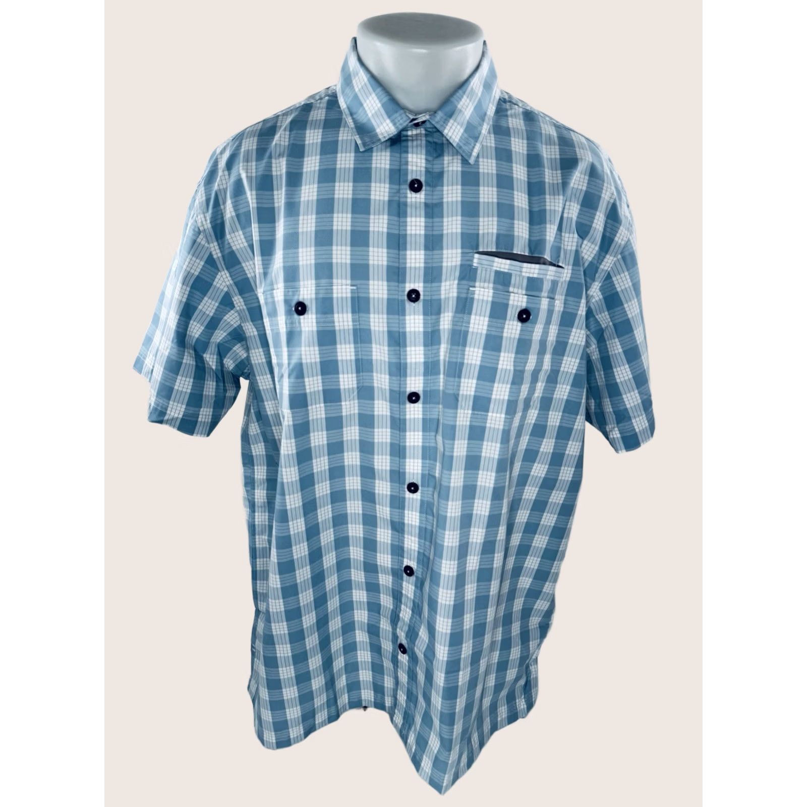 Howler Brothers HOWLER BROS Shirt Plaid XL Mens Collared Short Sleeve Button-Up Light Blue / White Size US XL / EU 56 / 4 - 1 Thumbnail