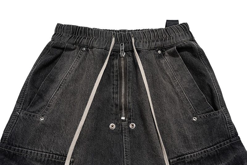 Designer × Japanese Brand × Jean Black Electric Thunder Drawstring Elastic Baggy Cargo Jeans Size US 33 - 6 Thumbnail
