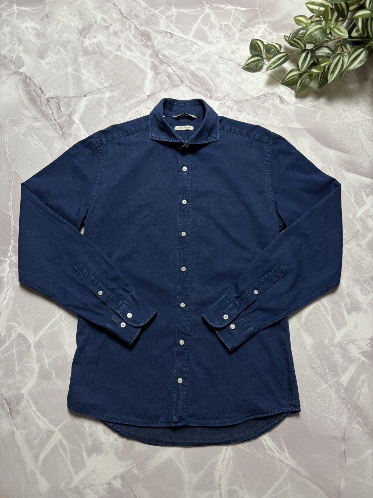 Designer Suitsupply Cotton Two Ply Shirt Blue Size S 38/15 Size US S / EU 44-46 / 1 - 1 Thumbnail