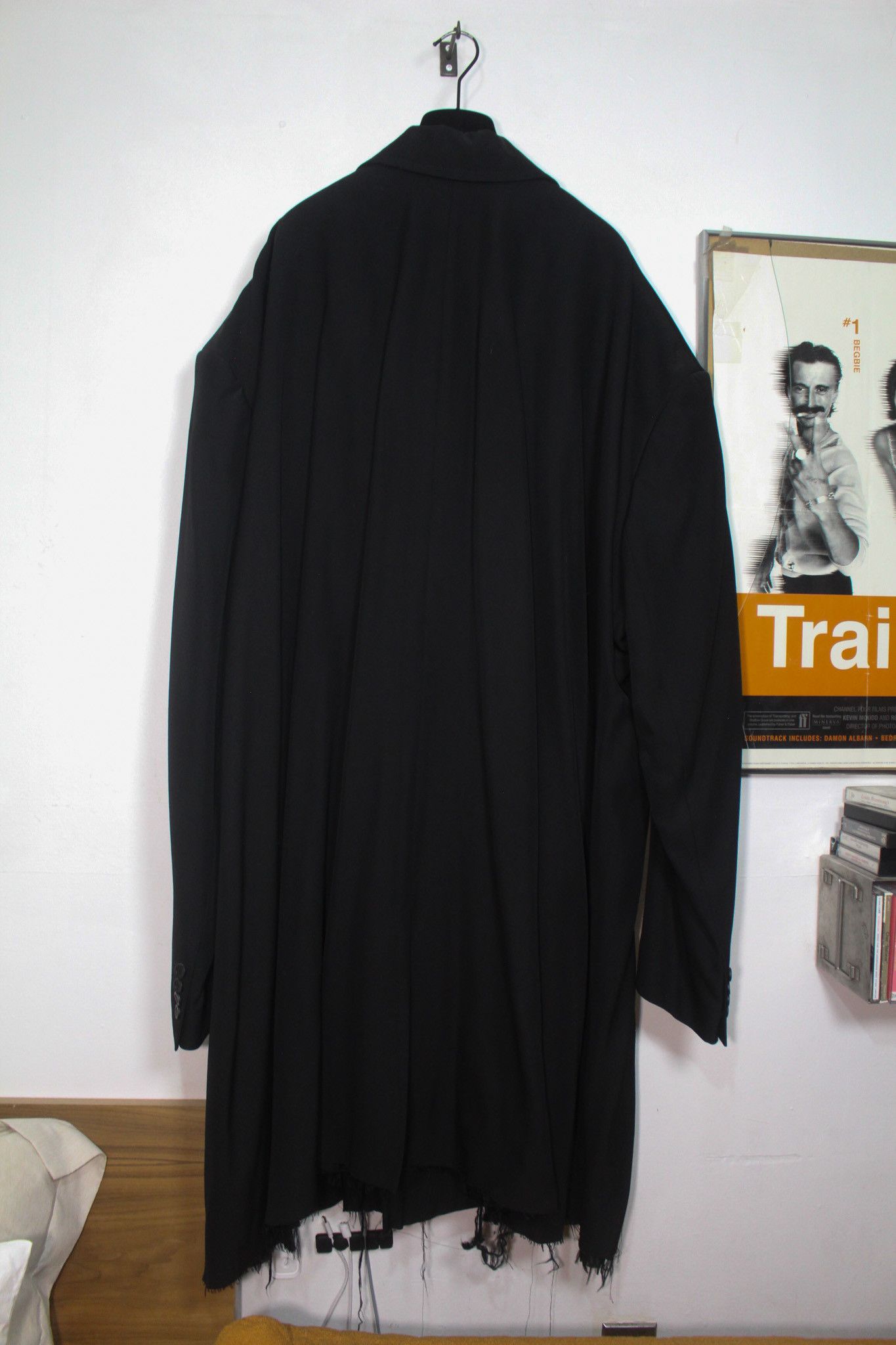 Balenciaga SS21 Distressed Wool Oversized Double Breasted Raw Hem Coat Size US XL / EU 56 / 4 - 7 Thumbnail