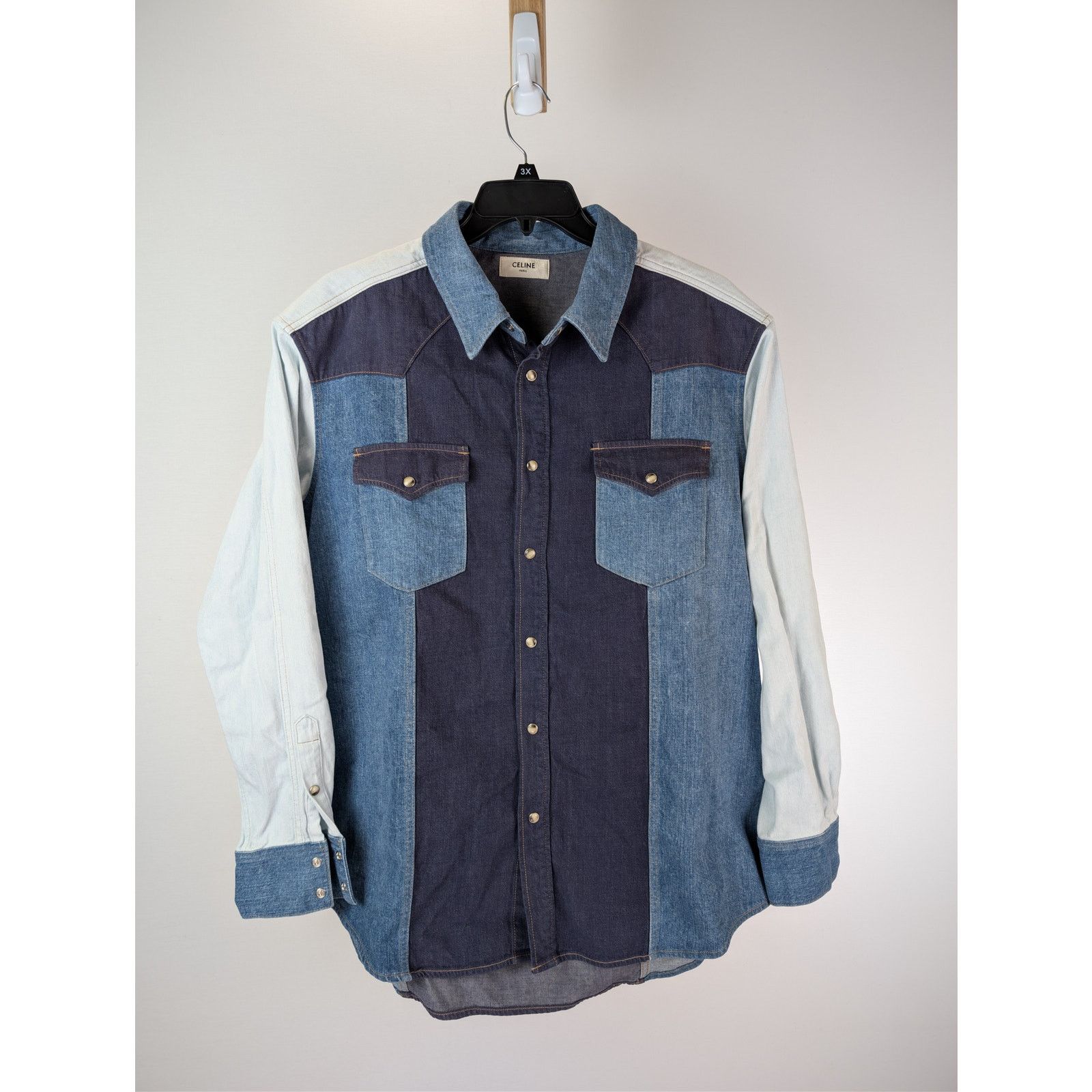 Celine o1rshd1 Denim Western Shirt in Blue Size US XL / EU 56 / 4 - 8 Thumbnail