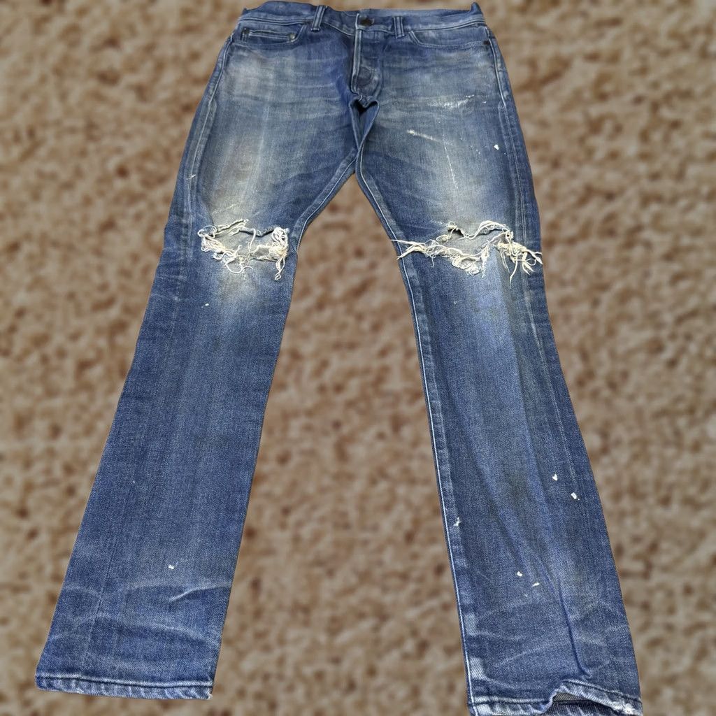 John Elliott John Elliott Jeans Mens 31x32 Blue Slim Stretch Denim Distressed Japan Size US 31 - 1 Thumbnail