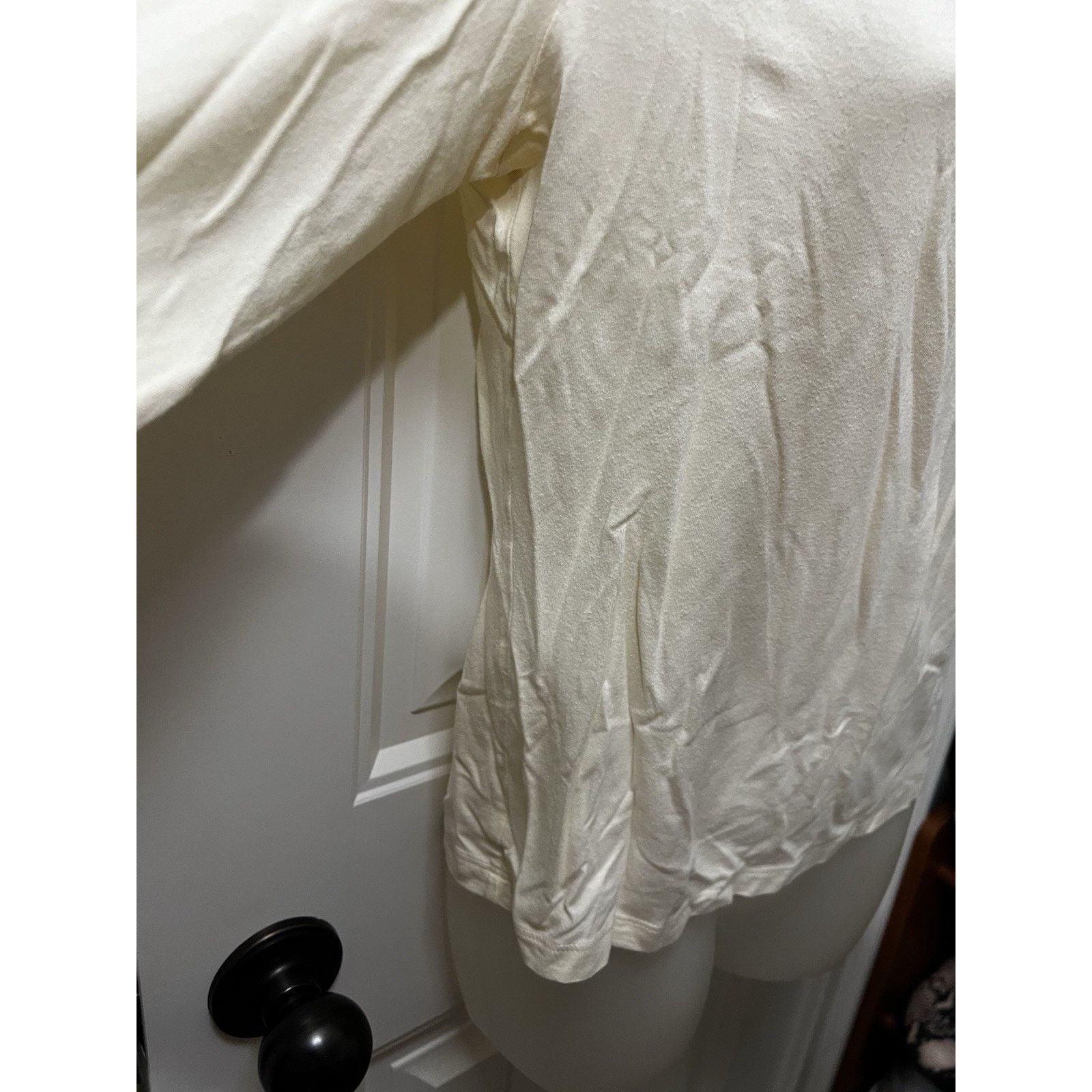 Talbots High Neck Top Ruched Long Sleeve Stretch Back Zipper Blouse Size M / US 6-8 / IT 42-44 - 3 Thumbnail