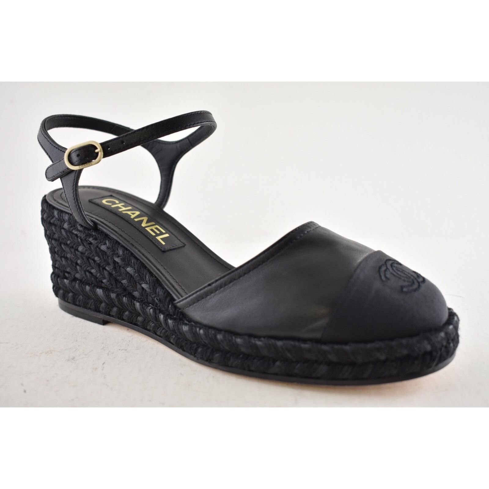 Chanel Chanel 23P Black Lambskin Cord Espadrille CC Logo Ankle Size US 8 / IT 38 - 3 Thumbnail