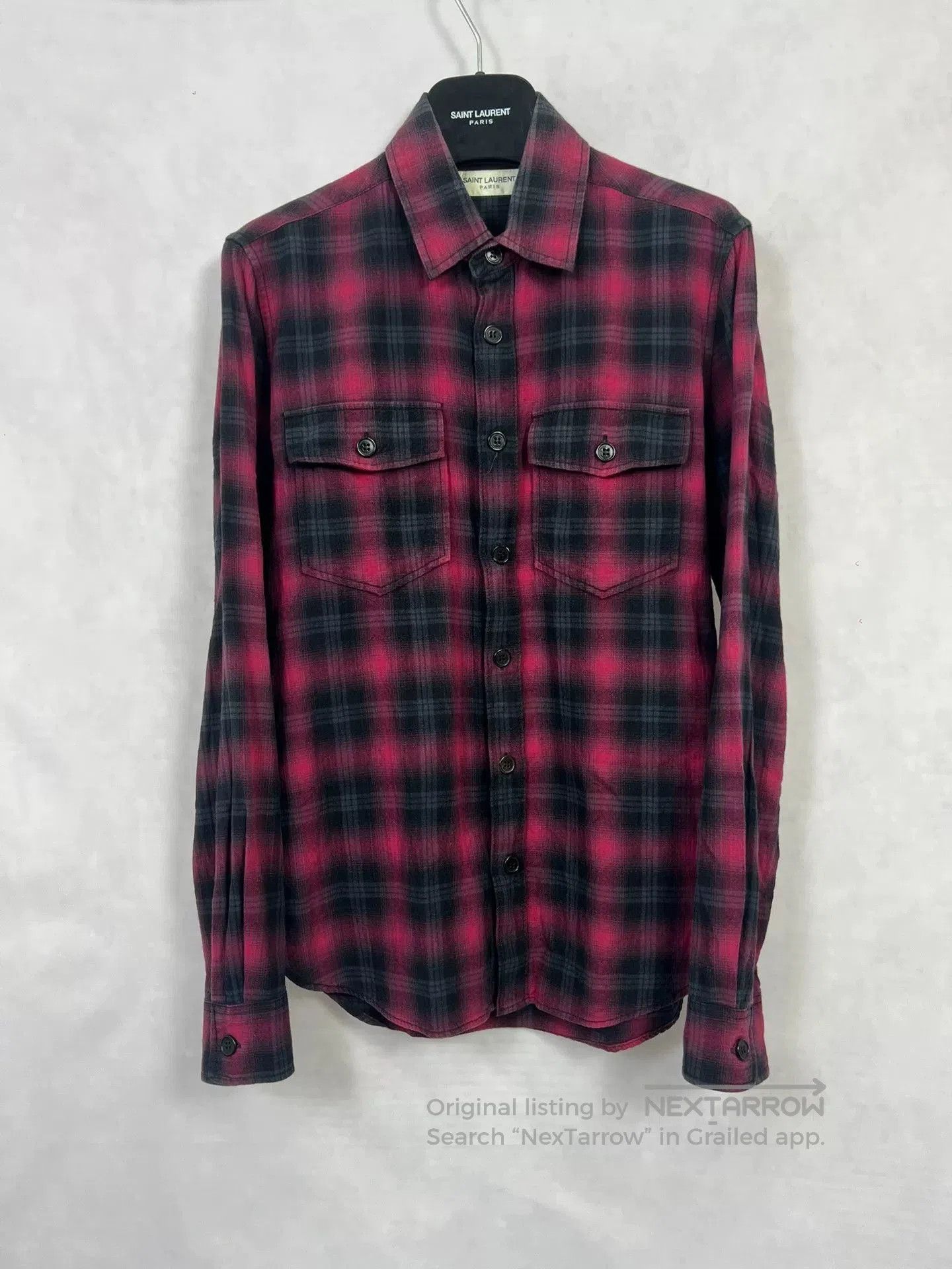 Saint Laurent Paris Saint Laurent Black Red Plaid Shirt. Size US XS / EU 42 / 0 - 1 Thumbnail