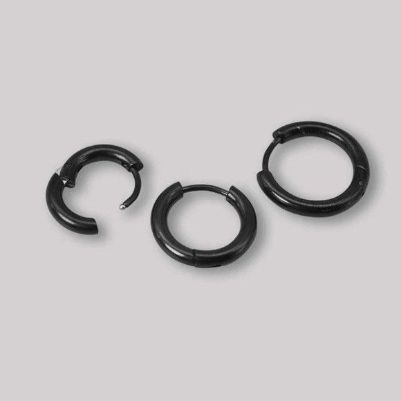 Other 3Pcs Stainless Steel Unisex Hoop Earring (Black) Size ONE SIZE - 2 Thumbnail