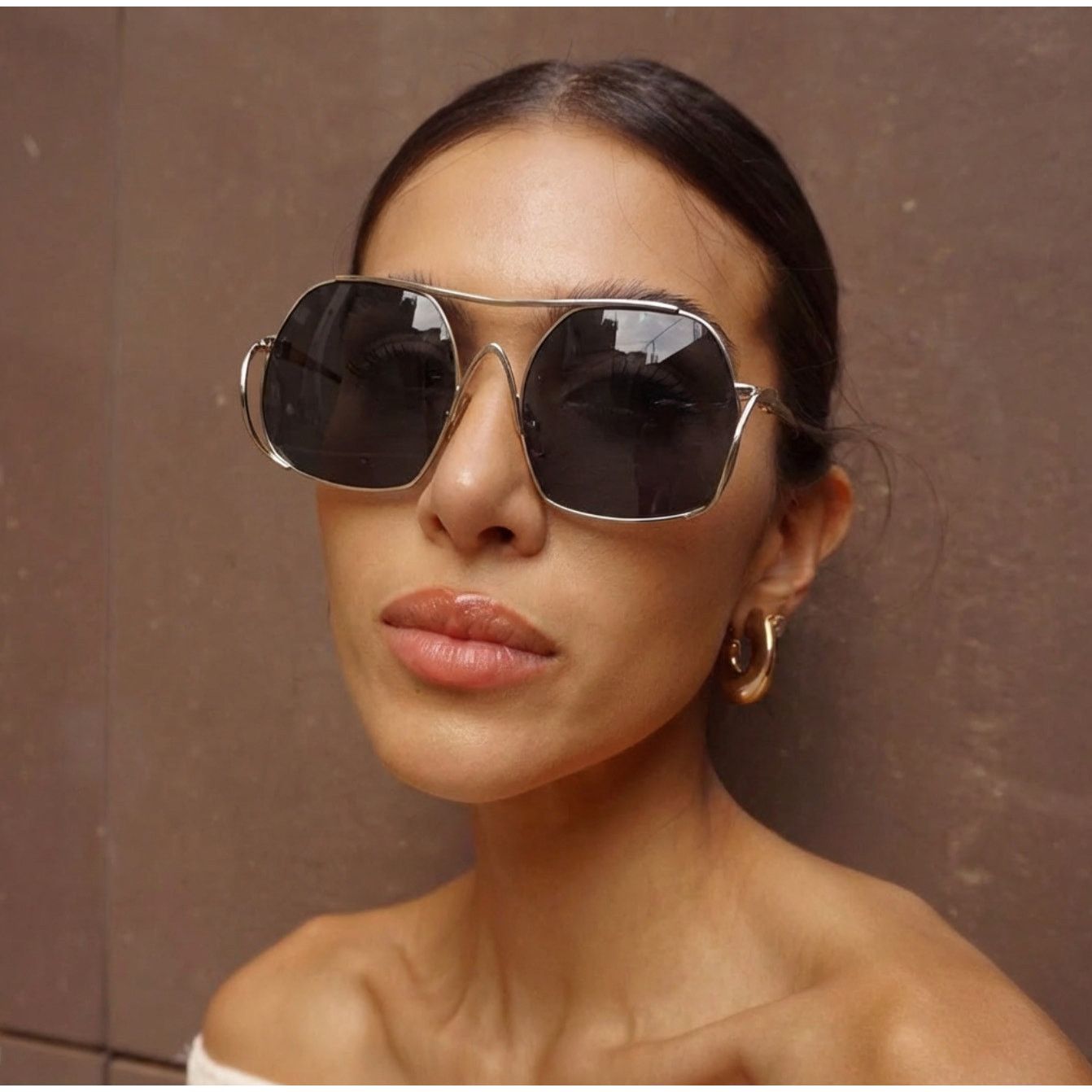 Miu Miu NEW Miu Miu MU A55S Silver Oversized Aviator Sunglasses $637 Size ONE SIZE - 1 Thumbnail