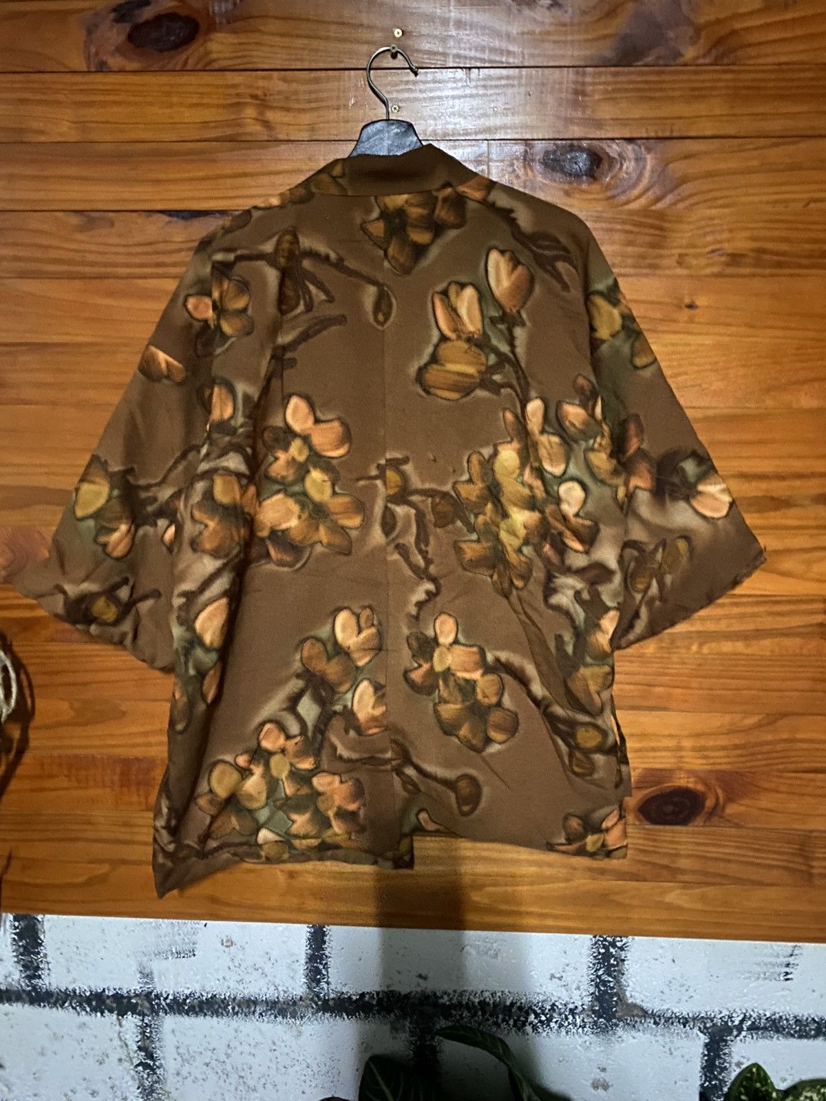 Japanese Brand Vintage Floral Kimono Jacket | Brown Japanese-Inspired Haori Size US M / EU 48-50 / 2 - 7 Thumbnail