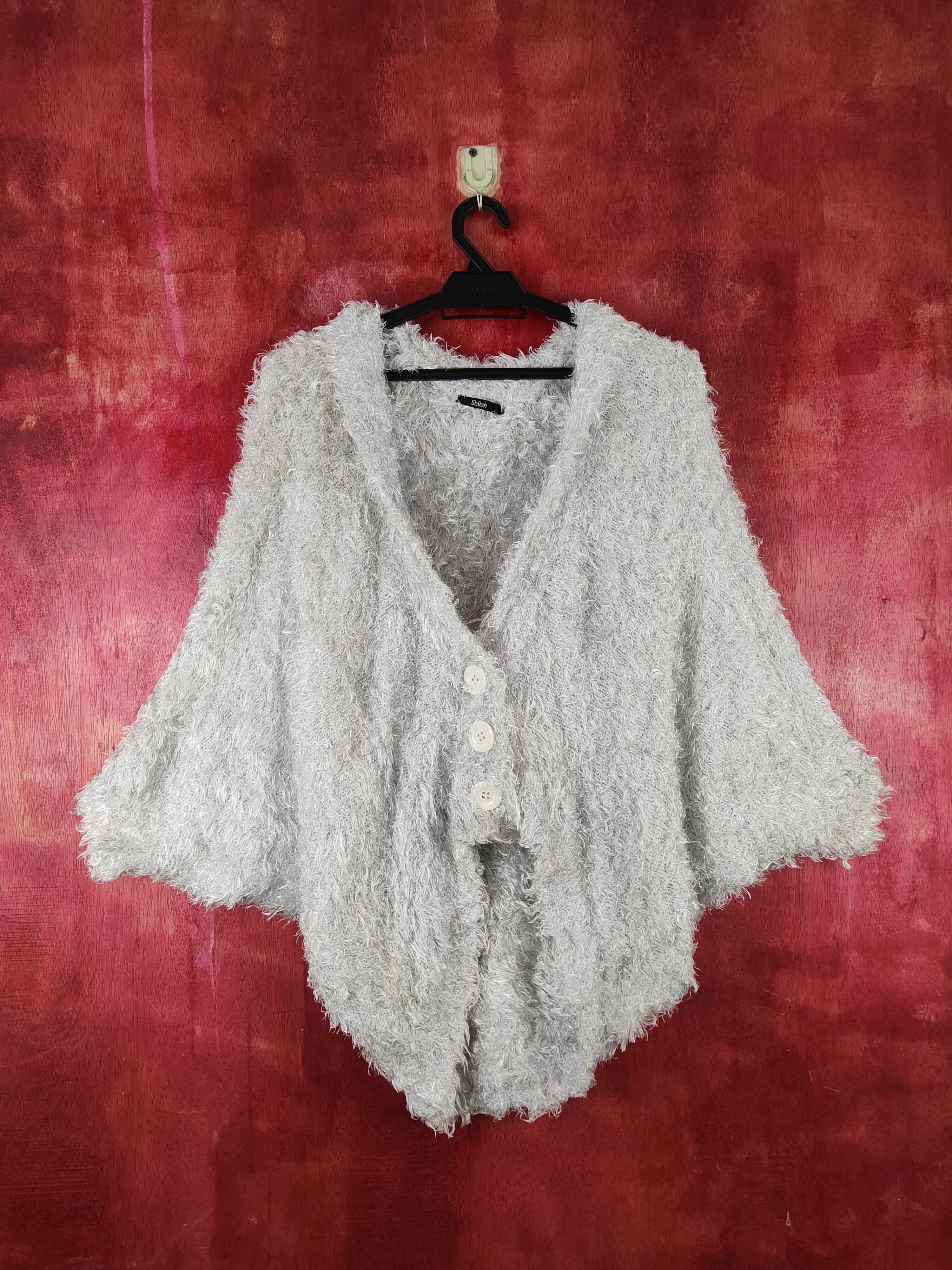 Homespun Knitwear × Japanese Brand × Vintage Shiloh Light Blue Shag Shaggy Fur Mohair Knitwear #S1922 Size US M / EU 48-50 / 2 - 1 Thumbnail