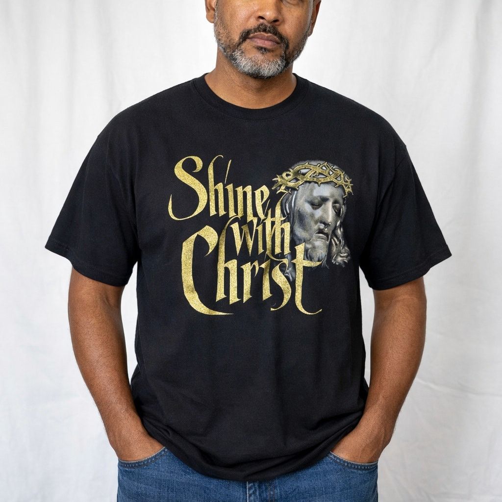 Gildan Shine With Christ Graphic Tee Glitter Gildan Size L Easter Size US L / EU 52-54 / 3 - 1 Thumbnail