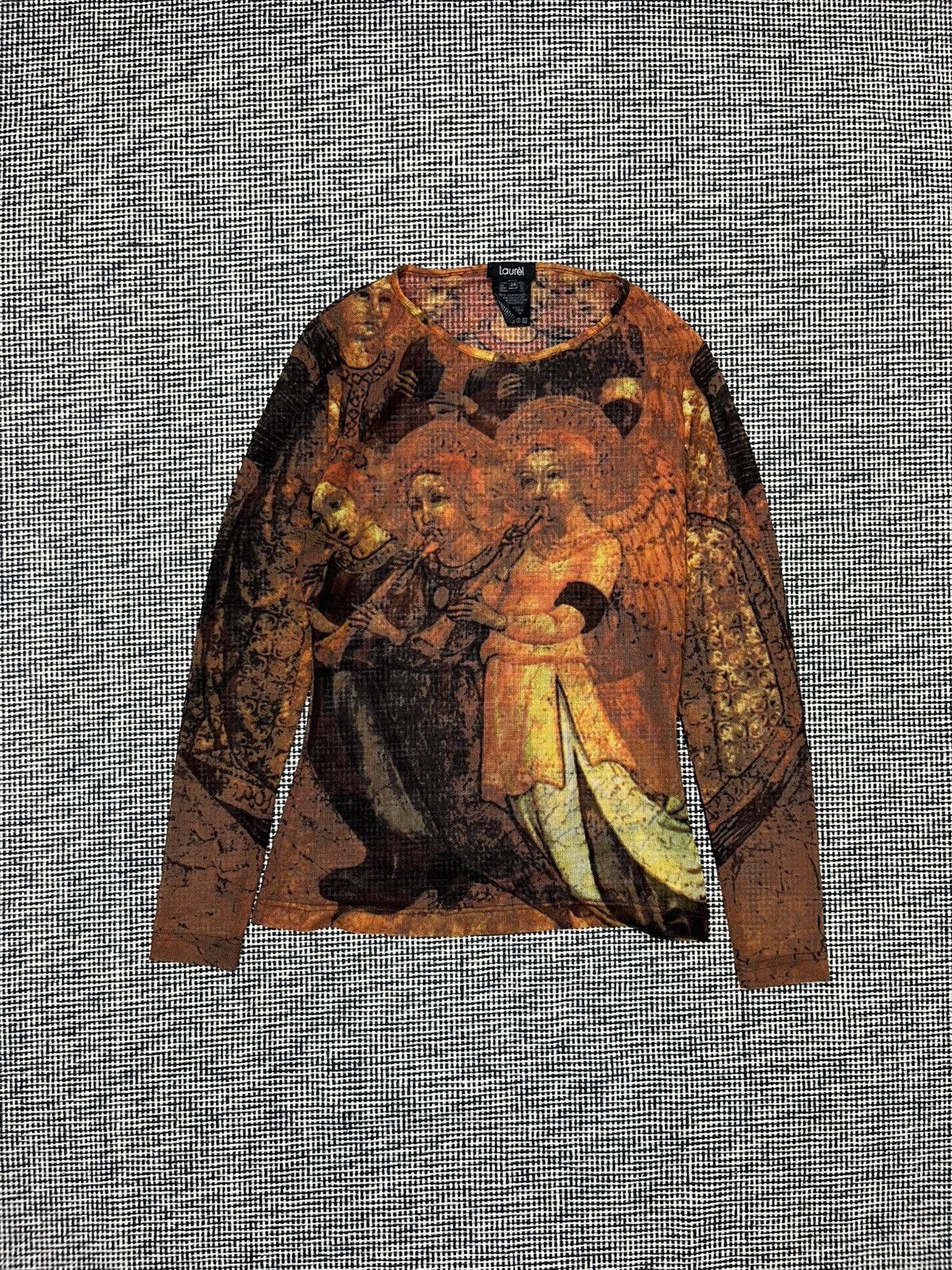 Other Gaultier style bible graphic mesh top long sleeve Size XS / US 0-2 / IT 36-38 - 4 Thumbnail