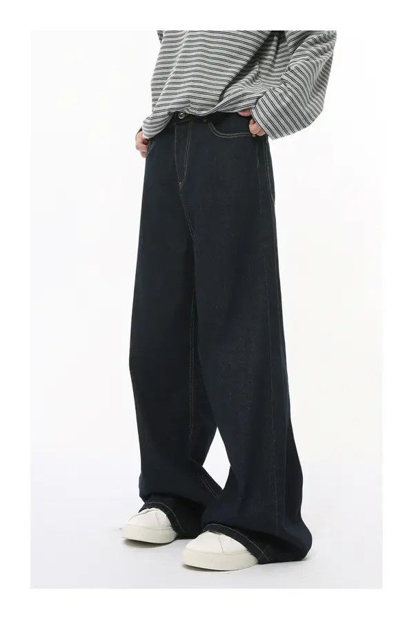 VIBE Japanese retro cleanfit simple blue loose jeans Size US 32 / EU 48 - 3 Thumbnail