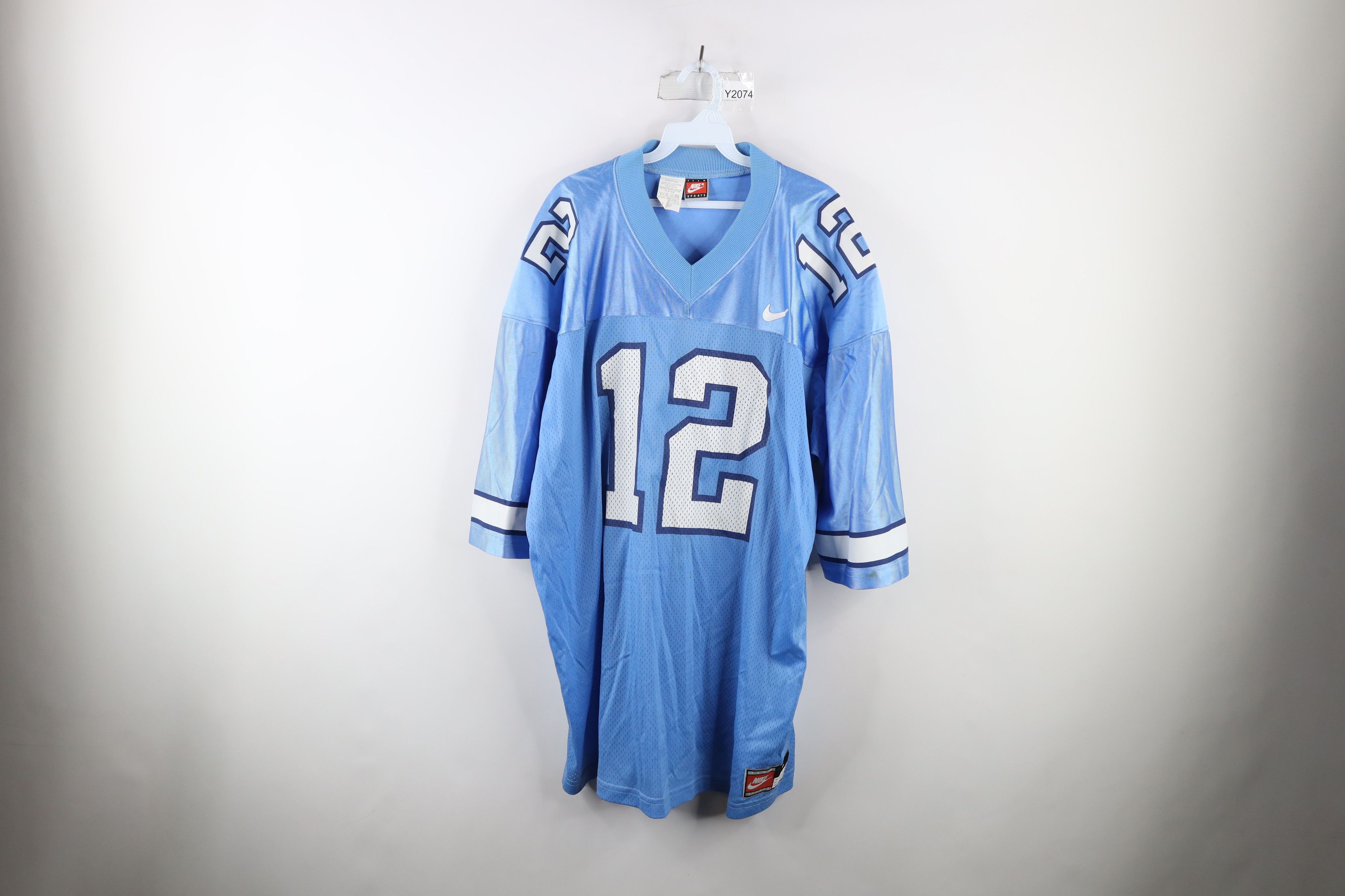 Nike × Vintage Vintage 90s Nike Distressed University of Football Jersey Size US L / EU 52-54 / 3 - 1 Thumbnail