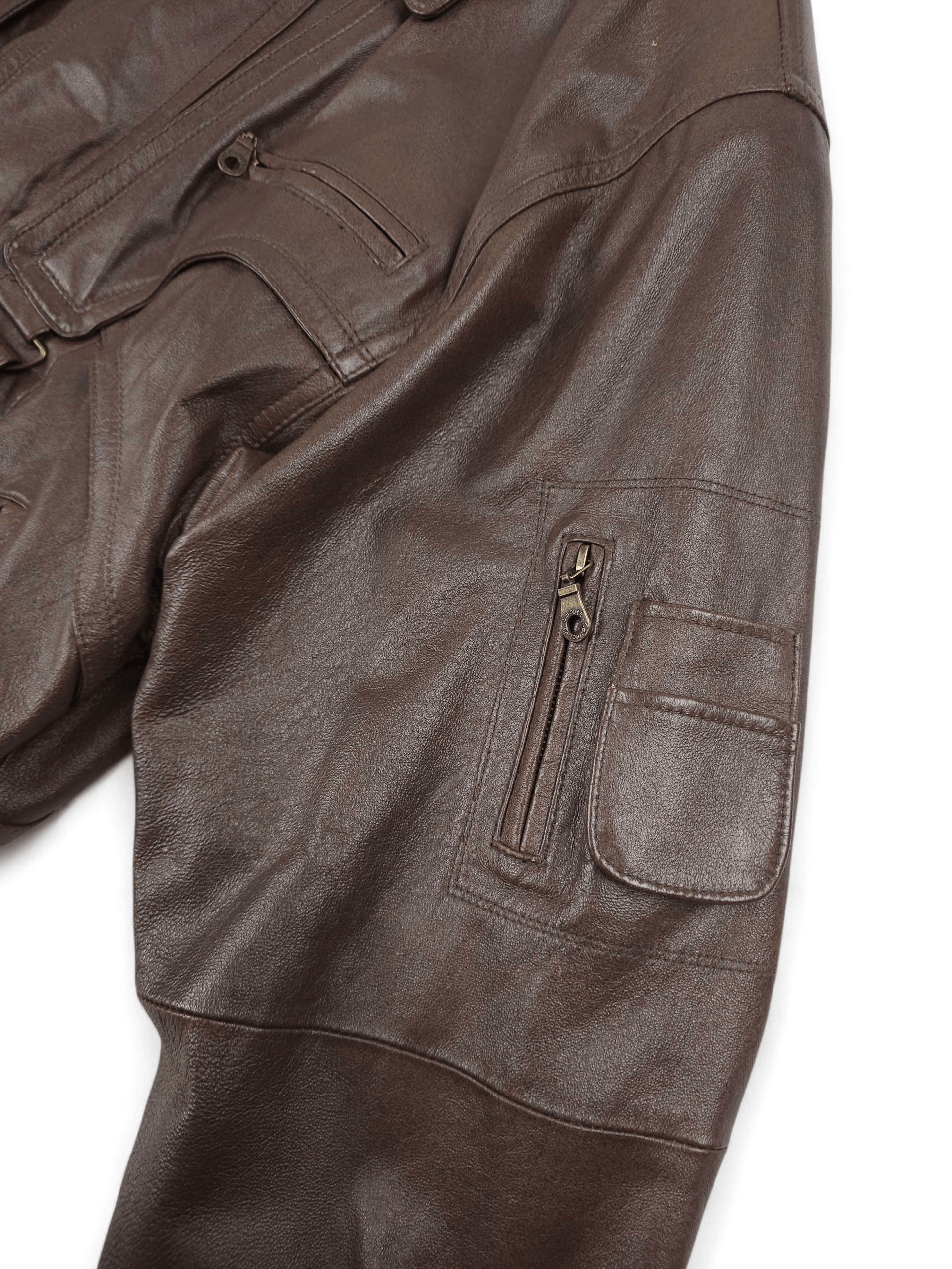 Vintage 💎 90's Vintage Leather Utility Bomber Biker Jacket L Size US L / EU 52-54 / 3 - 4 Thumbnail