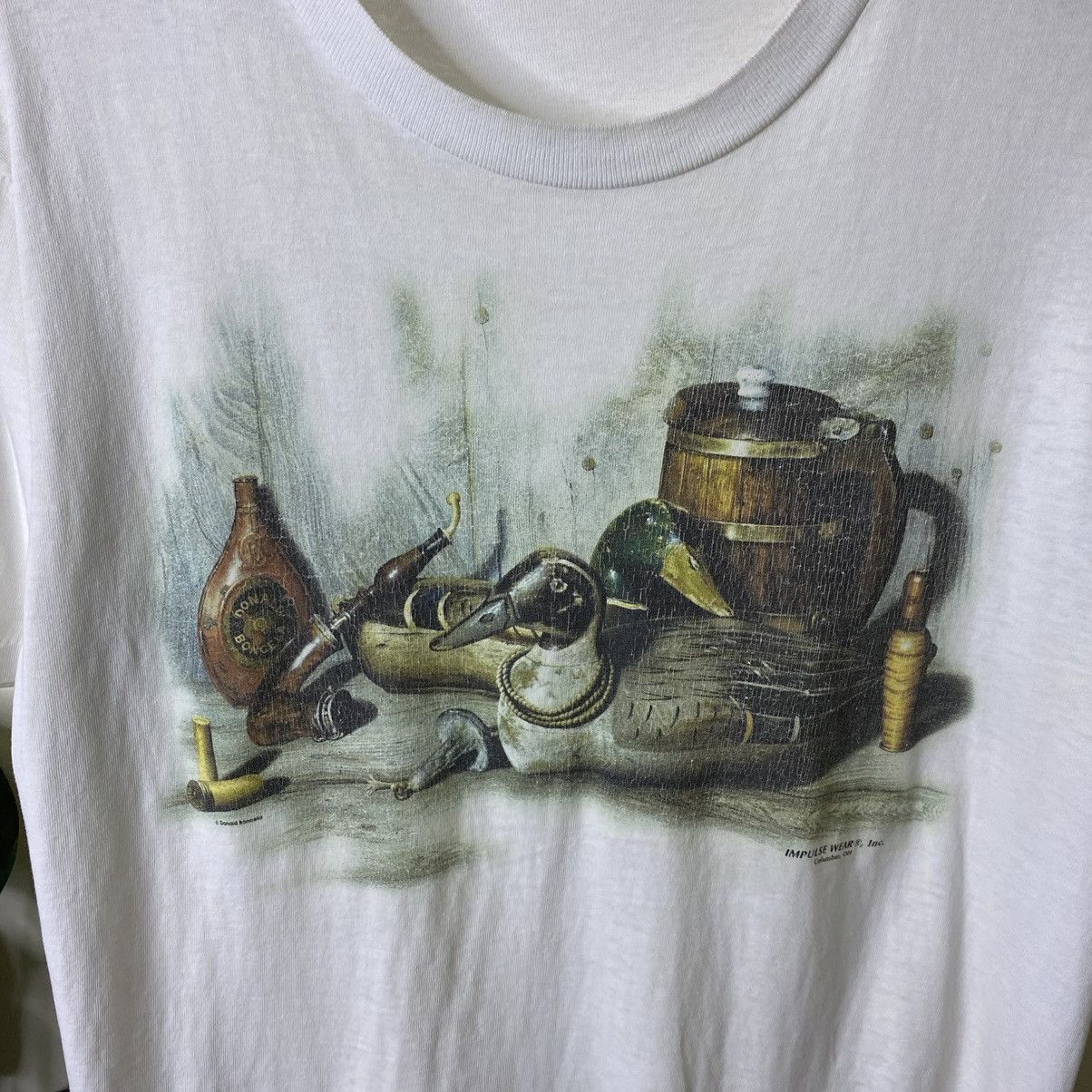 Vintage Vintage 1980s Donald Boncela Artwork Duck Decoys Art T Shirt Size US M / EU 48-50 / 2 - 2 Thumbnail