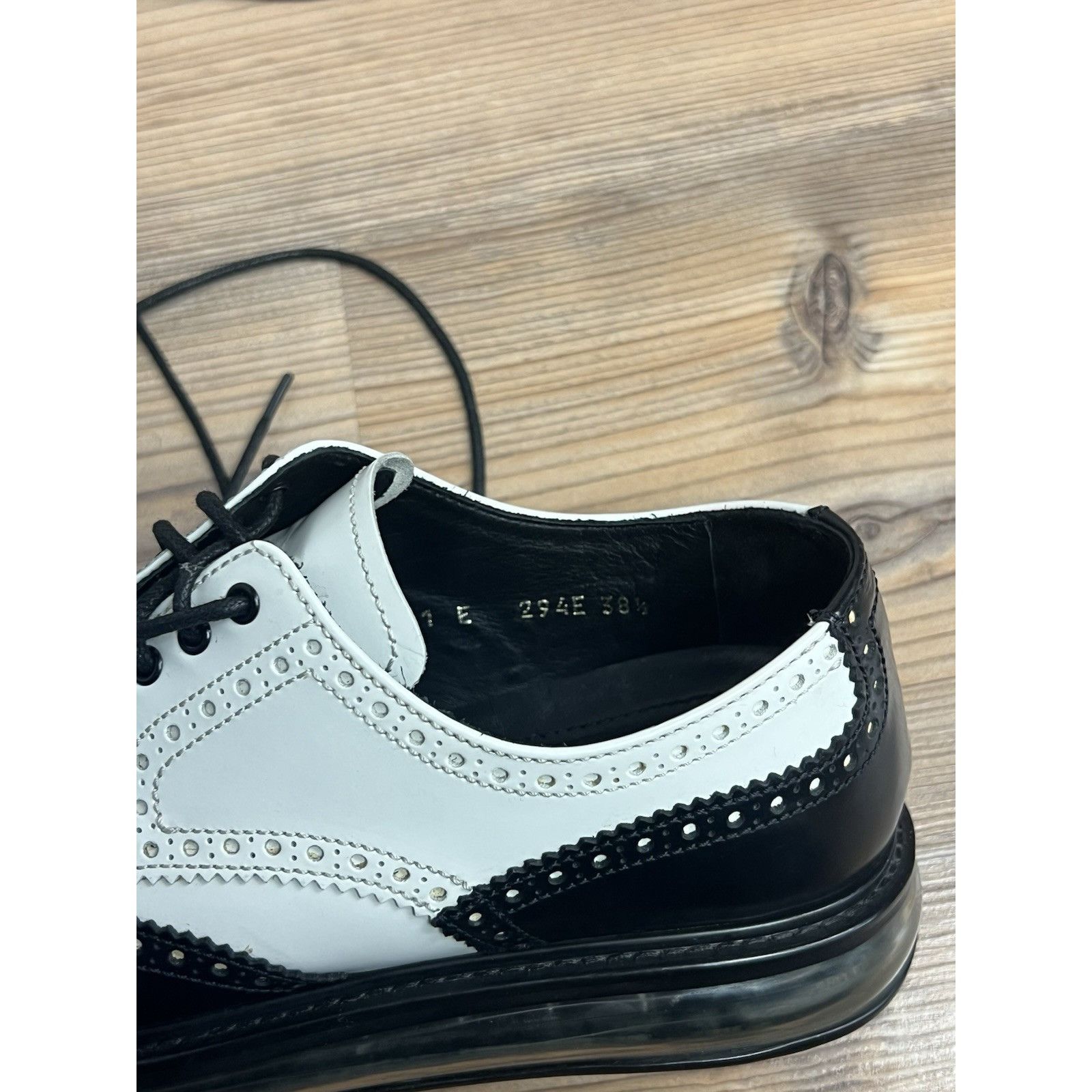 Prada PRADA Milano Women`s Black White Leather Derby Brogues Size Size US 8 / IT 38 - 11 Thumbnail