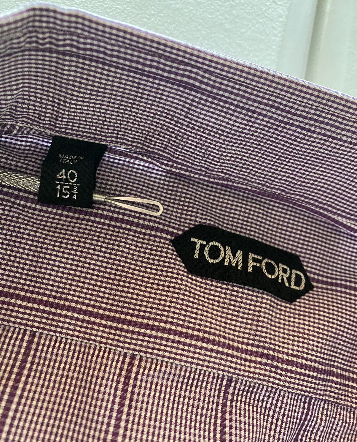 Tom Ford Tom Ford 🇮🇹 purple spread collar shirt 15.75 40e NEW Size US M / EU 48-50 / 2 - 7 Thumbnail