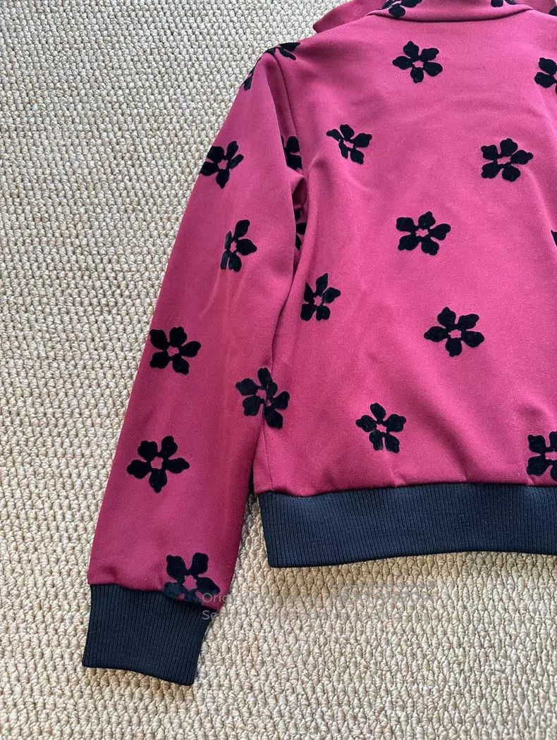 Comme des Garcons Comme Des Garcons Burgundy velvet flower zipper coat Size M / US 6-8 / IT 42-44 - 8 Thumbnail