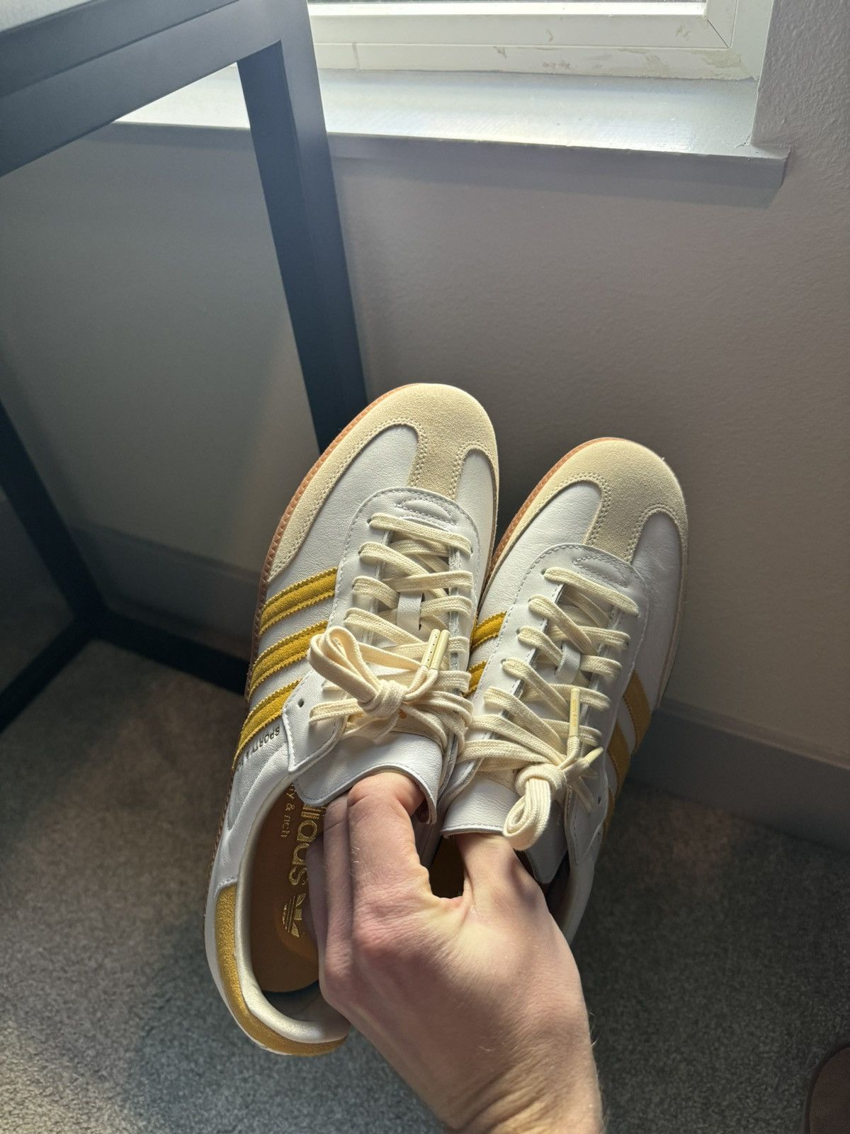 Adidas Samba OG "SPORTY & RICH - White Bold Gold" Size US 12 / EU 45 - 2 Thumbnail