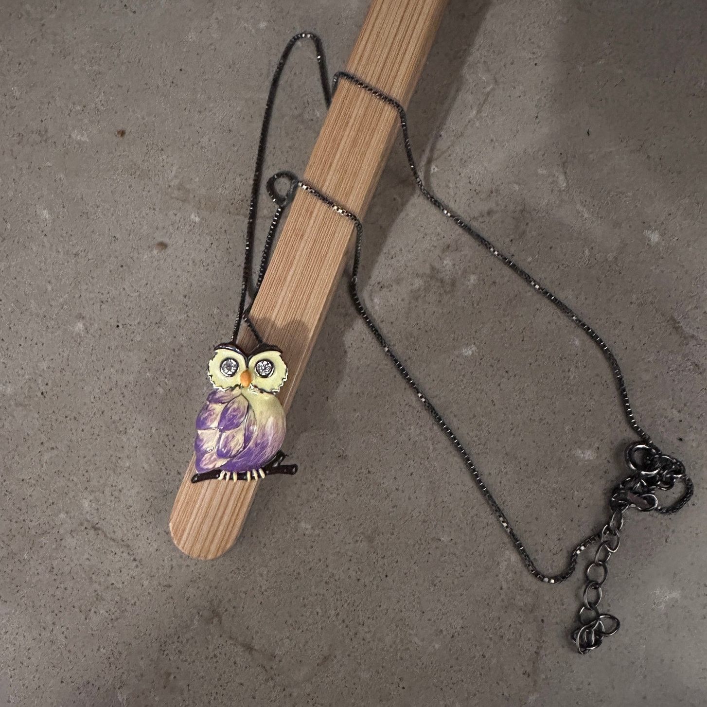 The Unbranded Brand Sterling Silver Hand-Painted Modish Owl Necklace Size ONE SIZE - 4 Thumbnail