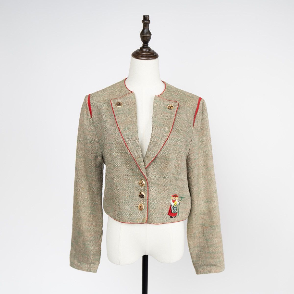 Vintage Wenger Women Vintage Austrian Jacket Beige Linen Crop Blazer Size M / US 6-8 / IT 42-44 - 1 Thumbnail