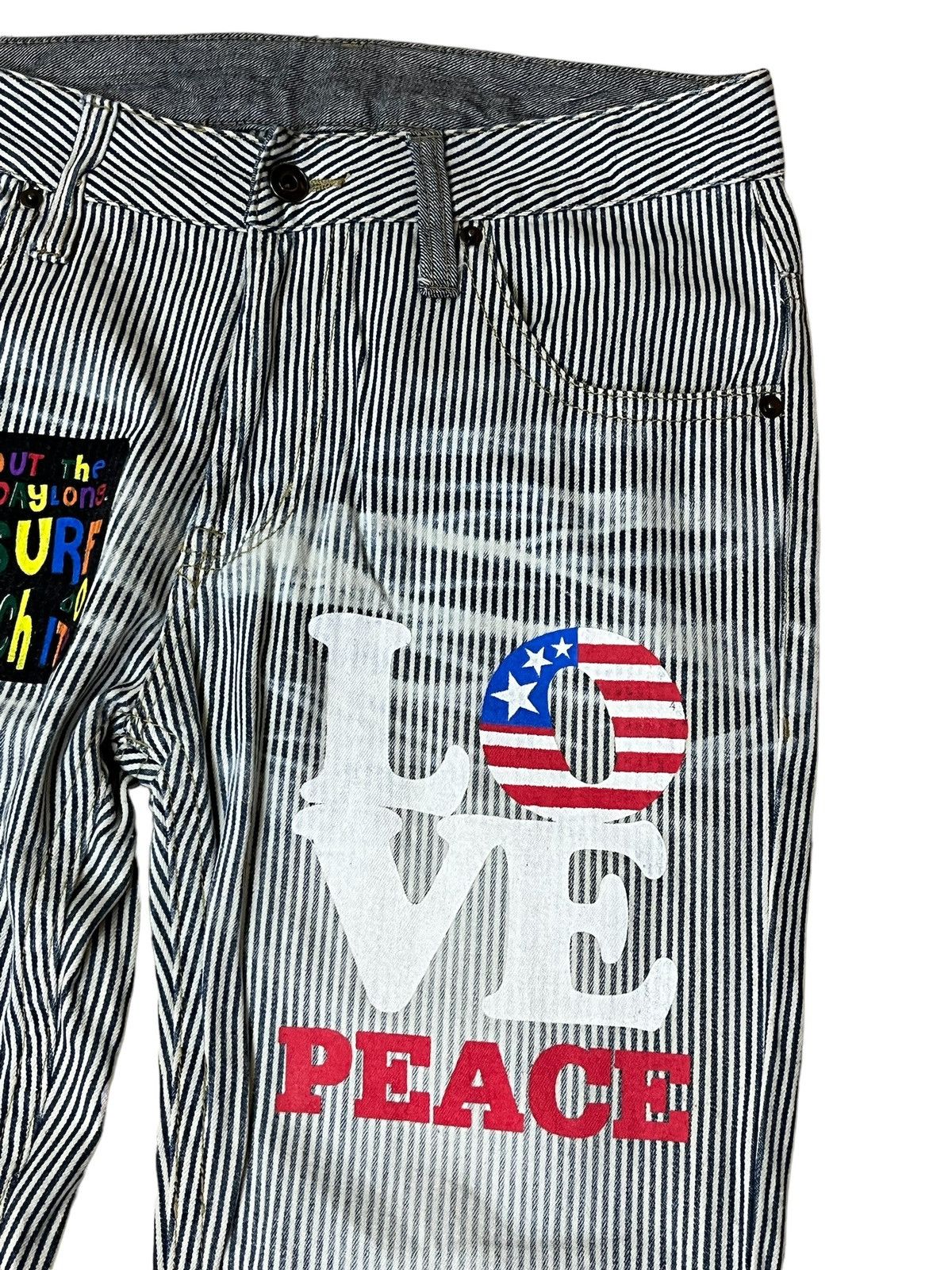 Japanese Brand SICK🔥JAPANESE CLONE DEVGRU ‘I LOVE SURF’ HICKORY JEANS Size US 32 / EU 48 - 4 Thumbnail