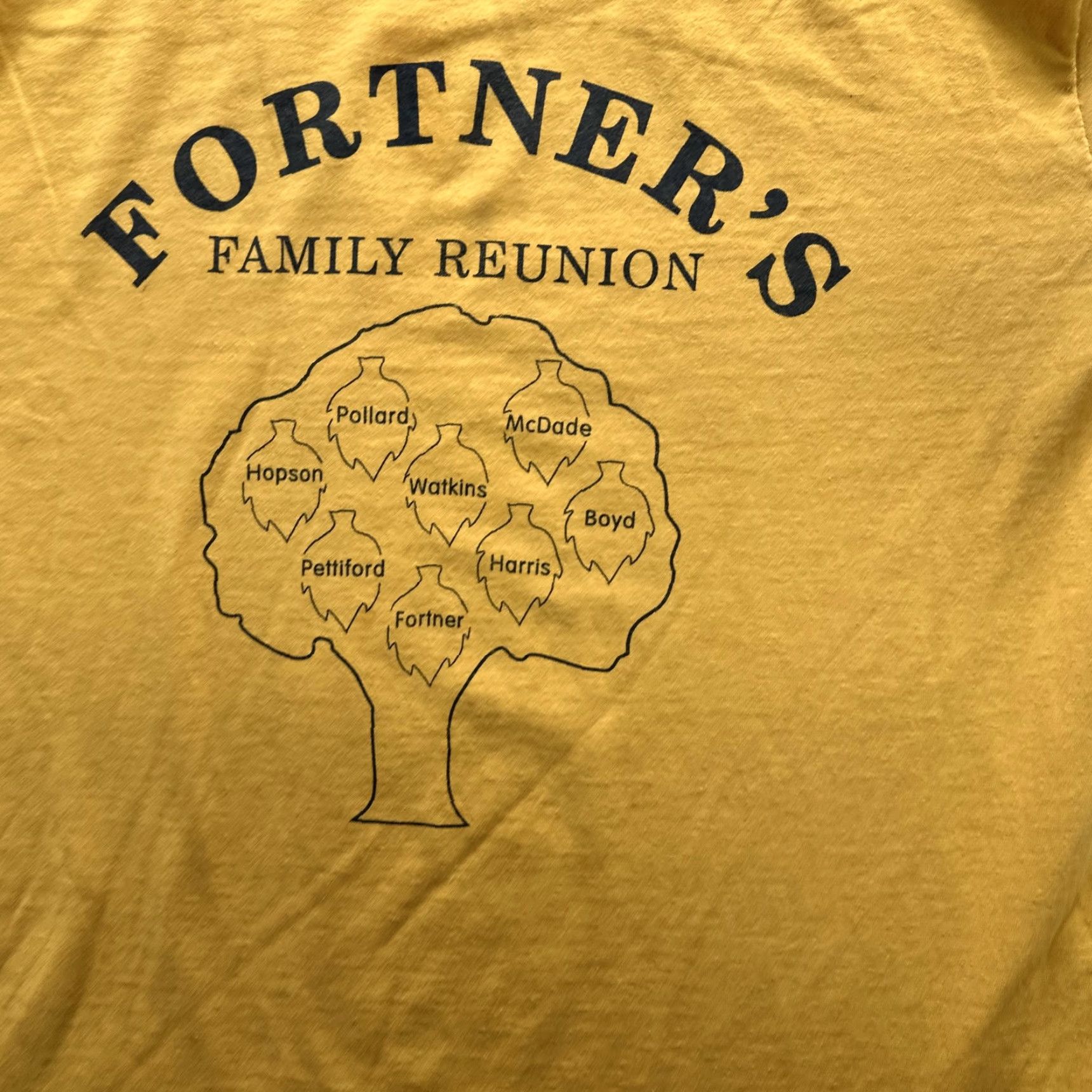 Fruit Of The Loom VINTAGE Fruit of the Loom Shirt Mens Large Yellow 90s Fortner Family Reunion Graphic Print Crew Neck Short Sleeve T-Shirt Mens Size US L / EU 52-54 / 3 - 6 Thumbnail