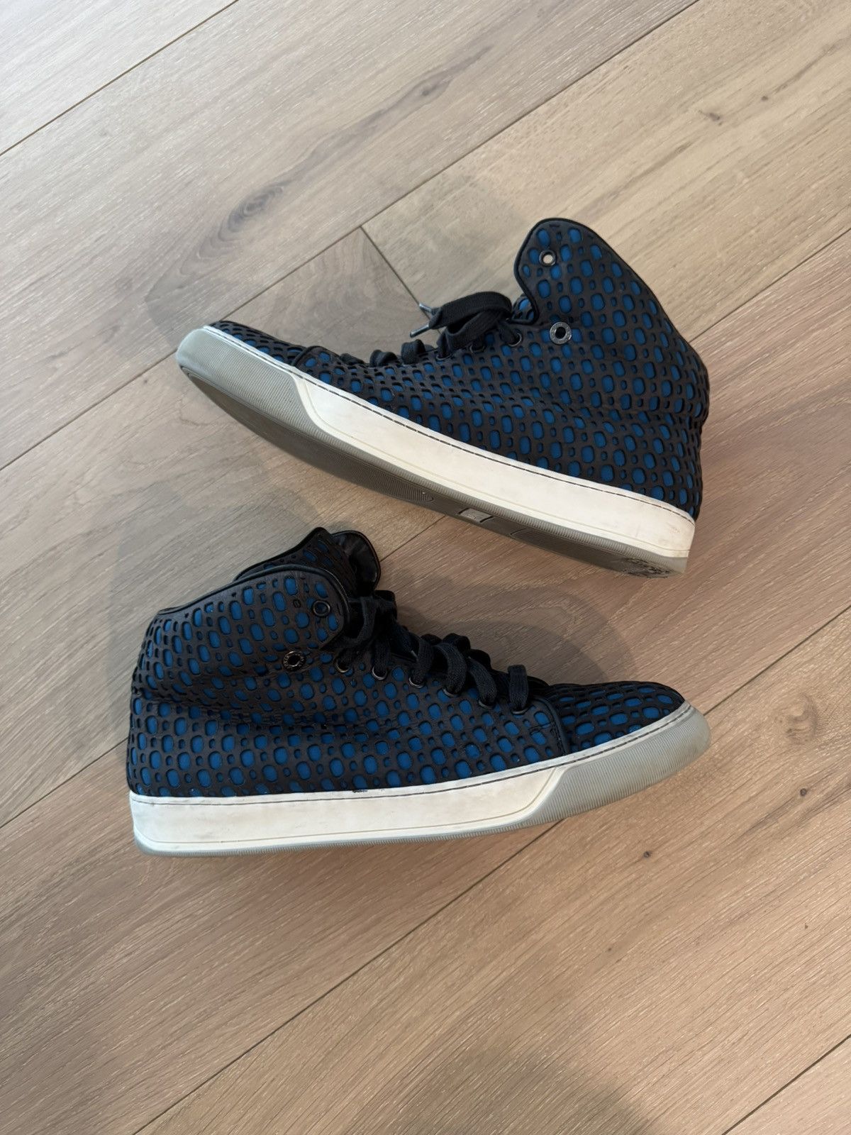 Lanvin Lanvin Blue & Black Leather High-Top Sneakers Men’s Sz 10 Size US 10 / EU 43 - 6 Thumbnail