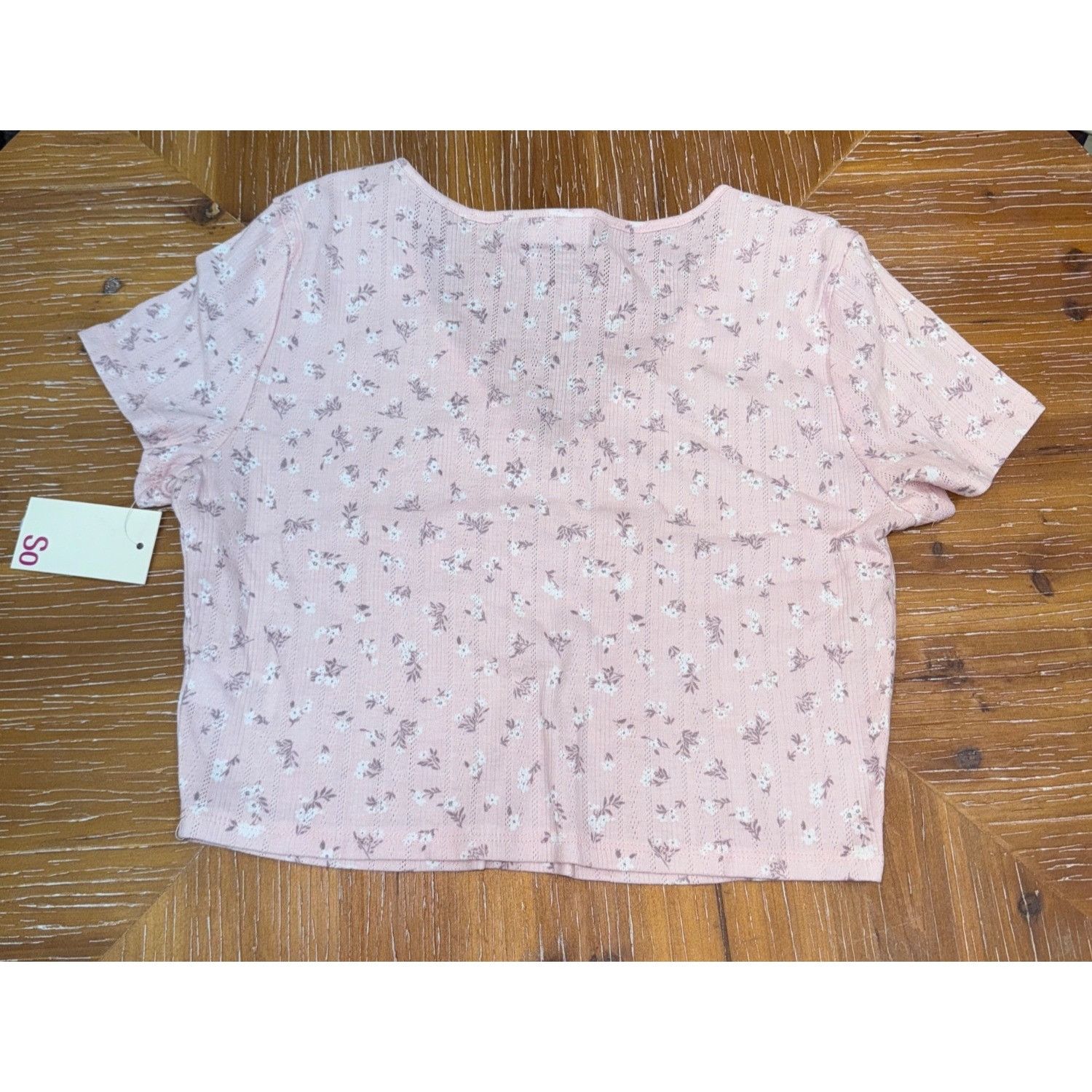 Other So Pink Floral Print Cropped V-Neck Tee Size L Size L / US 10 / IT 46 - 6 Thumbnail