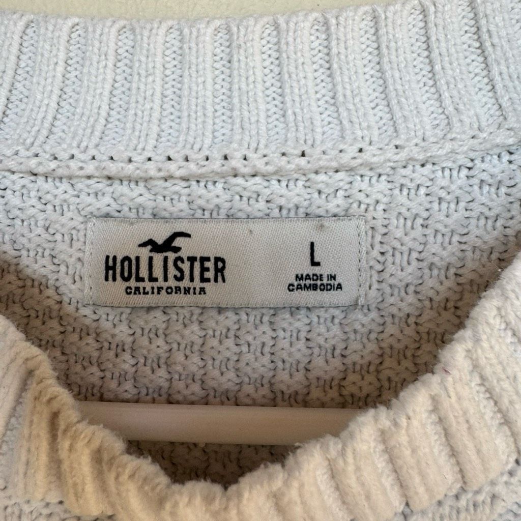 Hollister Hollister White Cable Knit Cropped Sweater L Size L / US 10 / IT 46 - 3 Thumbnail