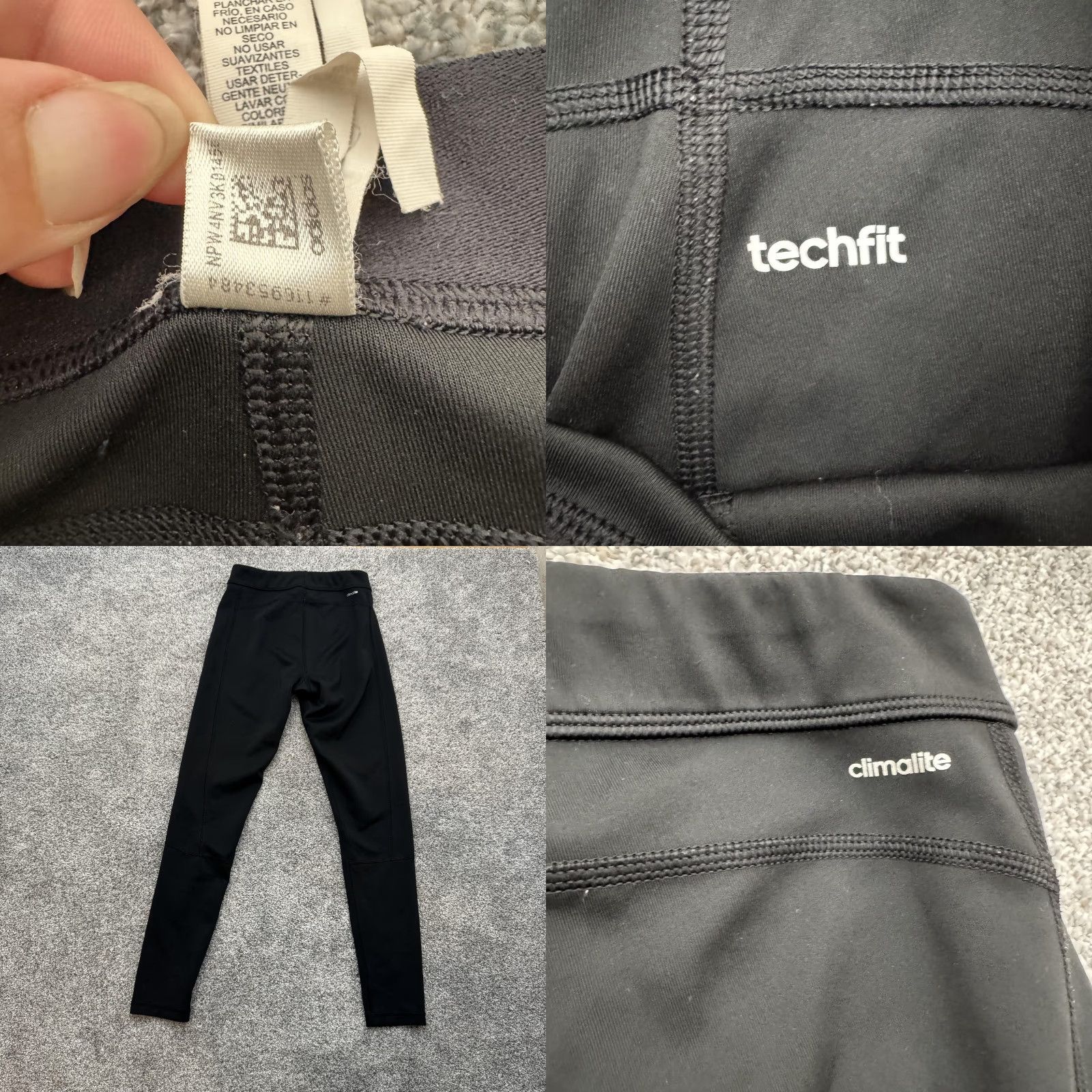 Adidas Adidas Leggings Womens Small Black Techfit Climalite Performance Gym & Training Size 28" / US 6 / IT 42 - 9 Thumbnail