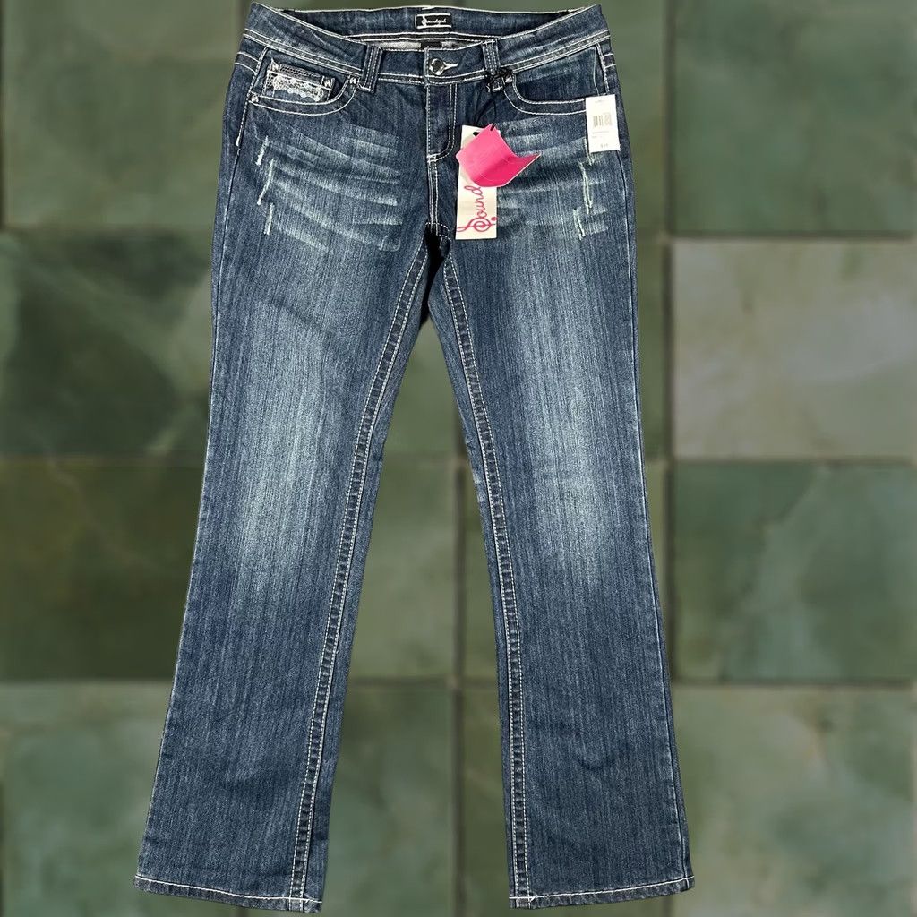 Vintage Soundgirl Jeans Womens Medium Blue Skinny Boot Bootcut Stretch Embellished 13 Size 34" / US 12 / IT 48 - 1 Thumbnail