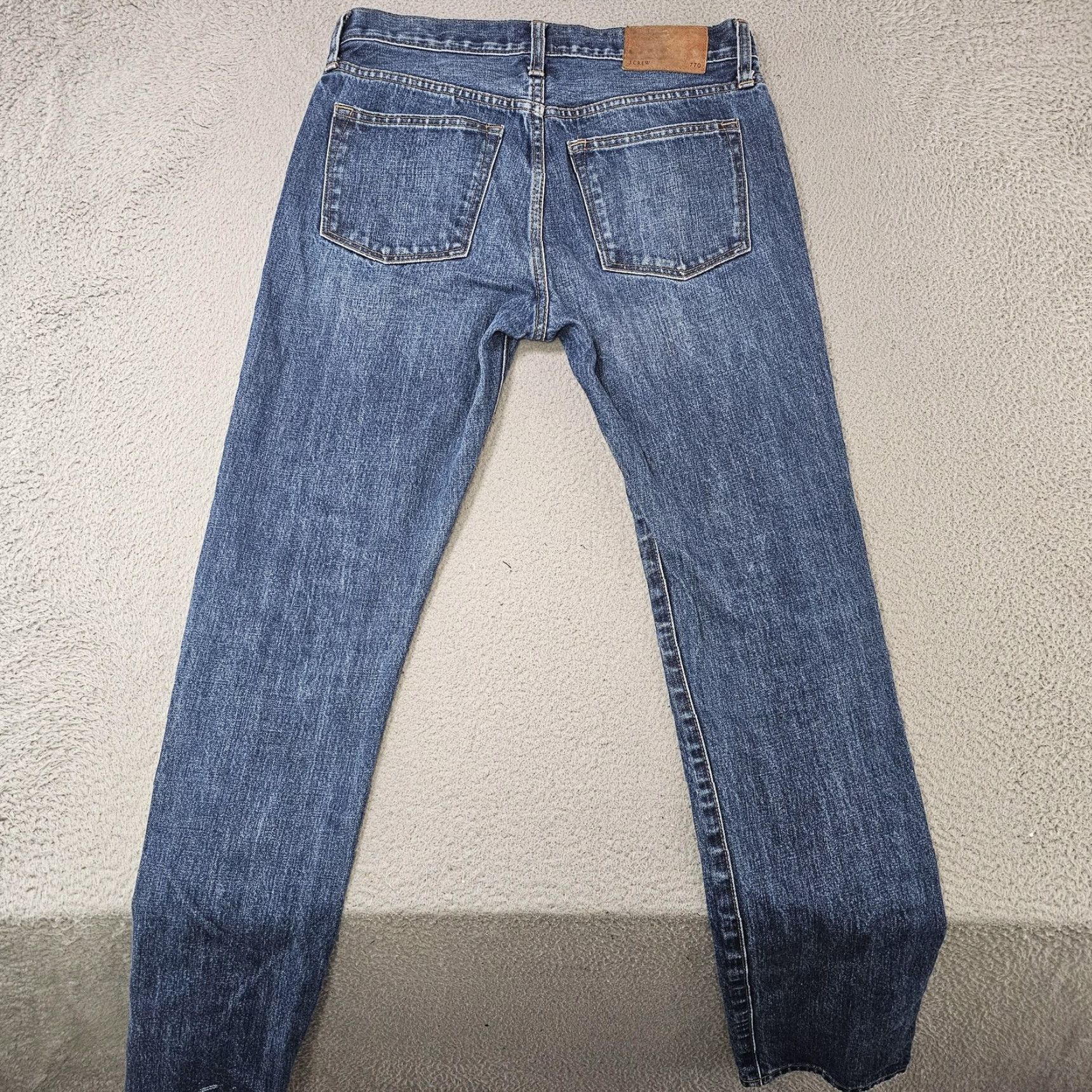 J.Crew J.CREW 770 Straight Jeans Mens 29x30 Distressed Denim Classic Fit Blue Leather Patch Pocket Vintage No Size US 29 - 7 Thumbnail