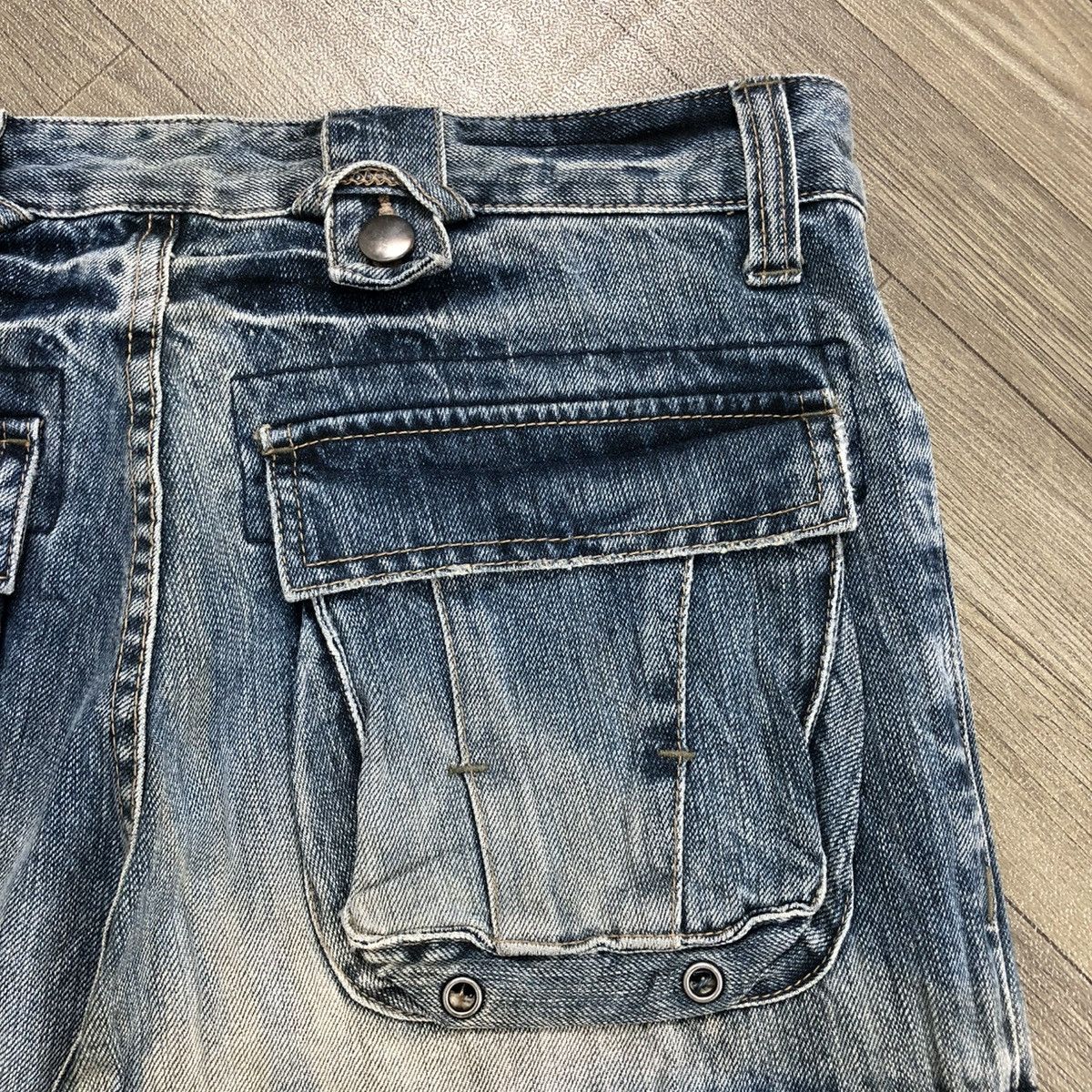 PPFM 2000s PPFM Distressed Lgb Bondage Multipocket Cargo Jeans Size US 31 - 16 Thumbnail