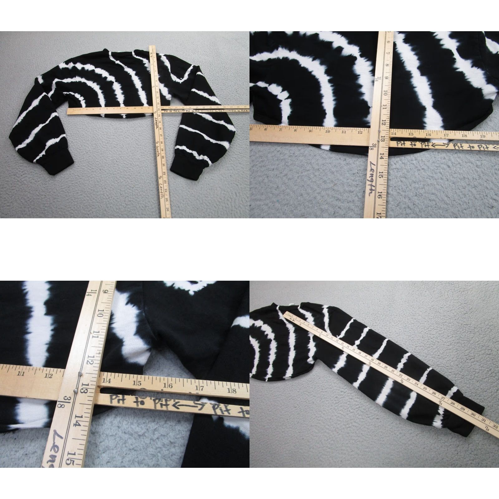 Vintage Year of Ours Sweatshirt Womens XS Black White Crop Terry Fleece Tie Dye Sweatshirt Size XS / US 0-2 / IT 36-38 - 8 Thumbnail