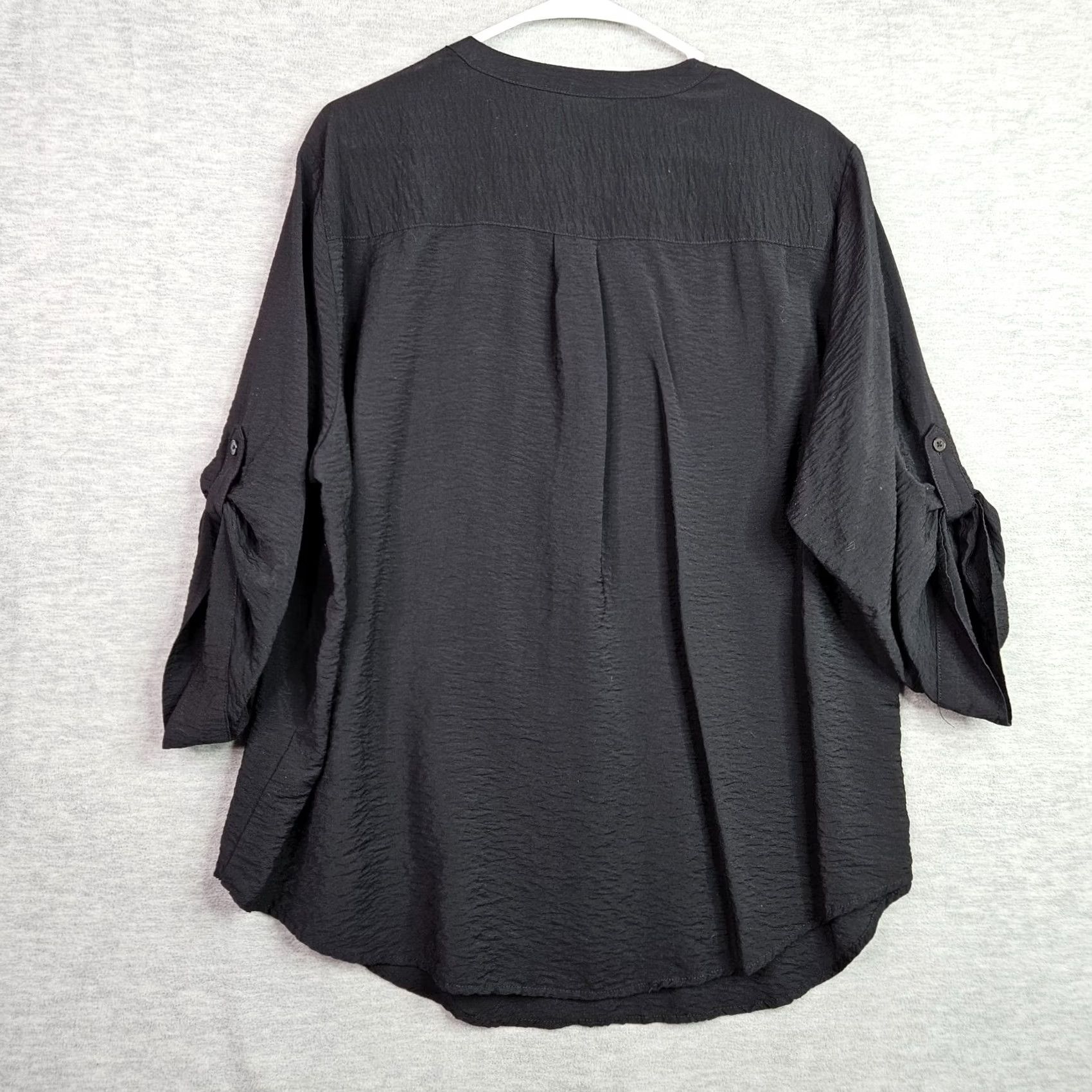 Torrid Torrid Black 3/4 Sleeve V-Neck Pullover Blouse Women's Plus Size 1X Shirt Knit Lightweight All Seasons Casual Solid Size XL / US 12-14 / IT 48-50 - 2 Thumbnail