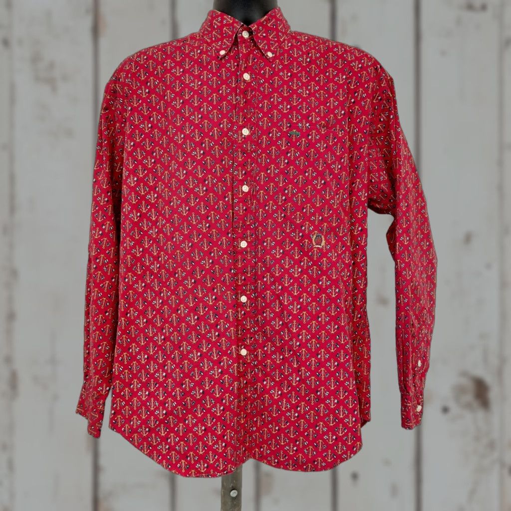 Tommy Hilfiger Tommy Hilfiger Logo Shirt Men L Red Preppy All Over Print Nautical Yacht Flags Button-Up Collared Pocket Size US L / EU 52-54 / 3 - 1 Thumbnail