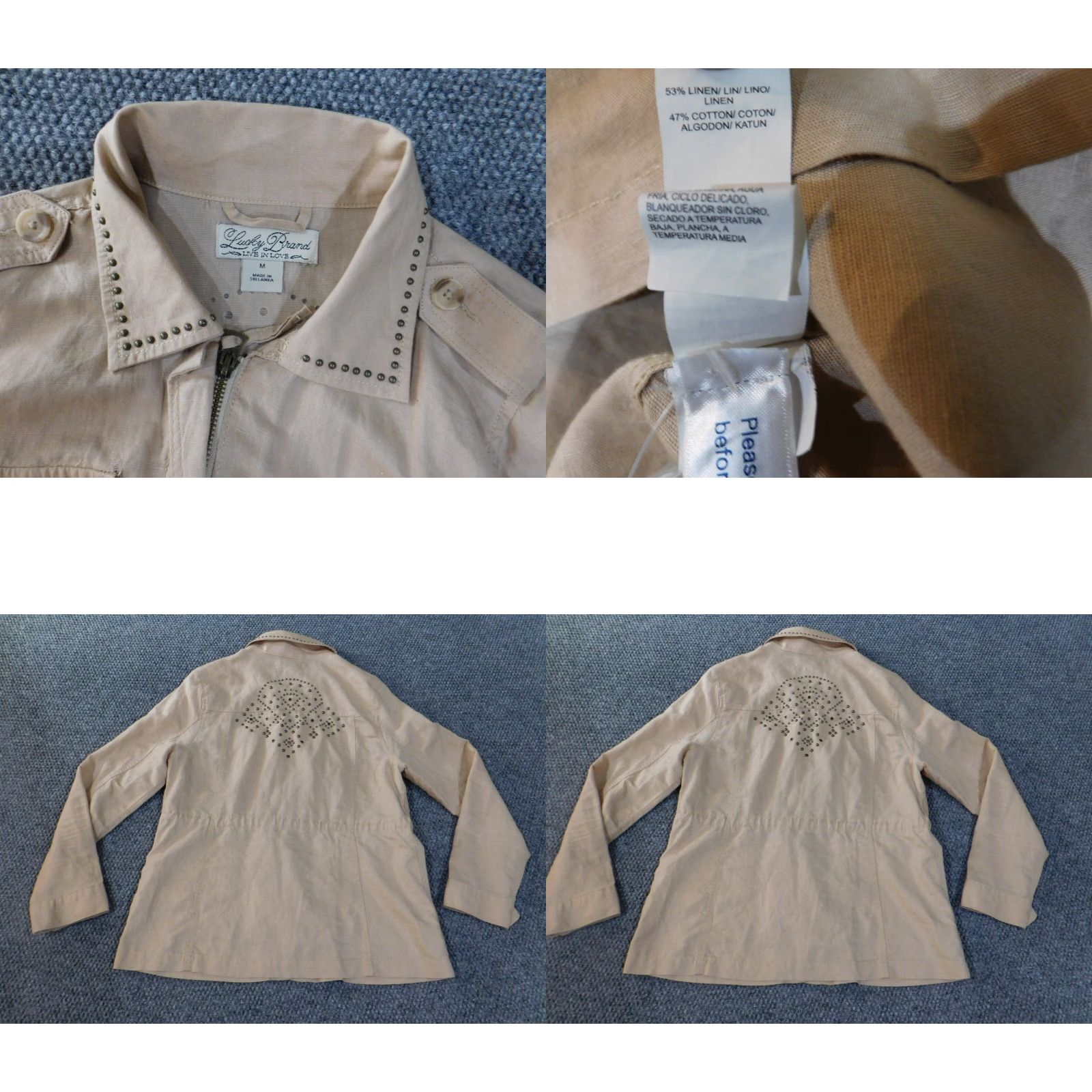 Lucky Brand Lucky Brand Jacket Womens M Beige Linen Blend Zip Casual Size M / US 6-8 / IT 42-44 - 8 Thumbnail