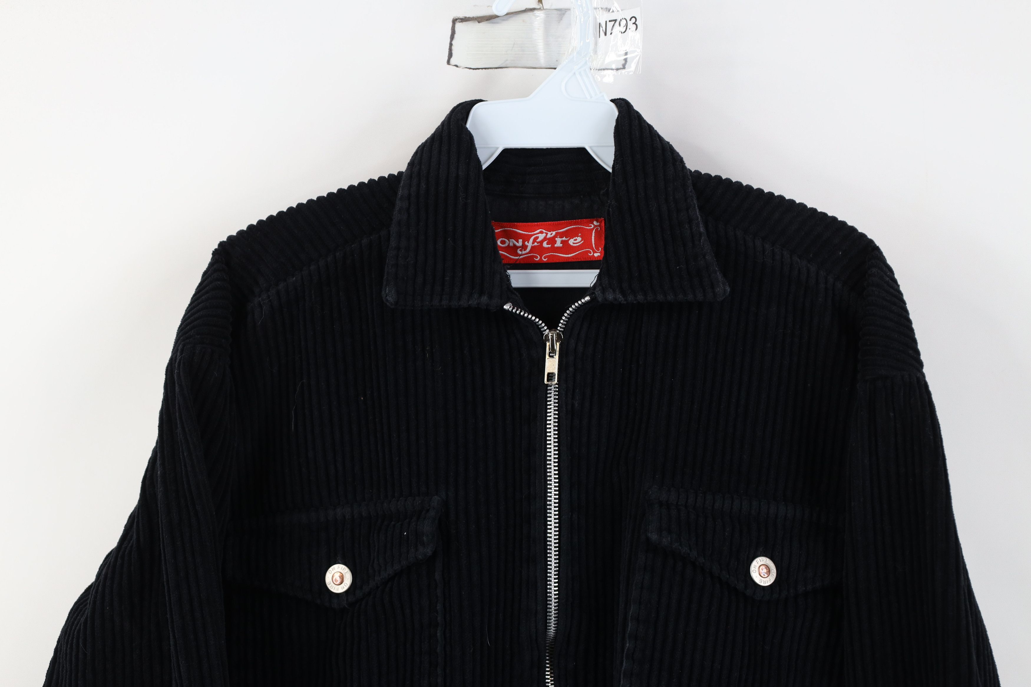 Vintage Vintage 90s Y2K Babydoll Full Zip Corduroy Jacket Black Size S / US 4 / IT 40 - 2 Thumbnail