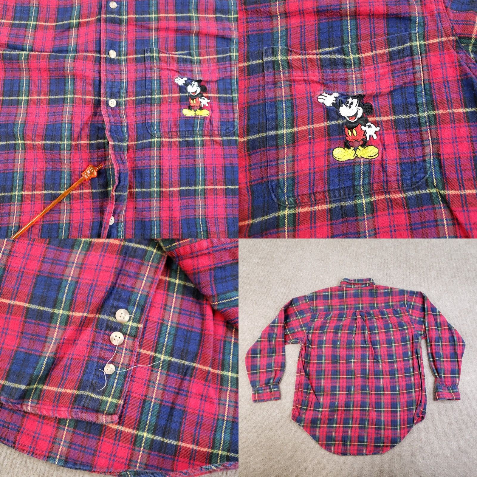 Disney VINTAGE Disney Shirt Mens Small Blue Red Plaid Flannel Mickey Mouse 90s Size US S / EU 44-46 / 1 - 8 Thumbnail