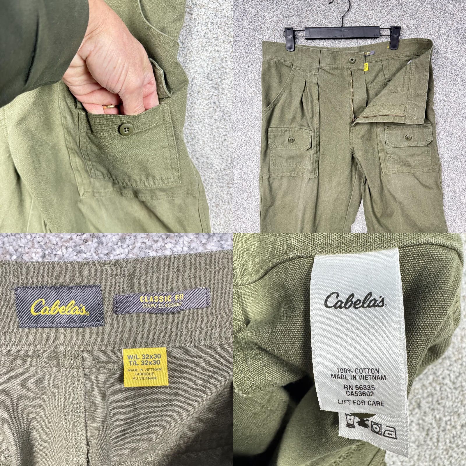 Vintage Cabela's Cargo Pants Mens 33x28.5 Green Classic Fit Canvas Workwear Casual Size US 33 - 8 Thumbnail
