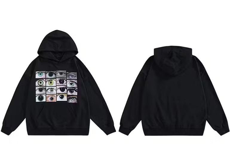 Japanese Brand × Vintage Drug Eyes Black Hoodie Sweatshirt Pullover Jersey Jumper Size US XL / EU 56 / 4 - 3 Thumbnail