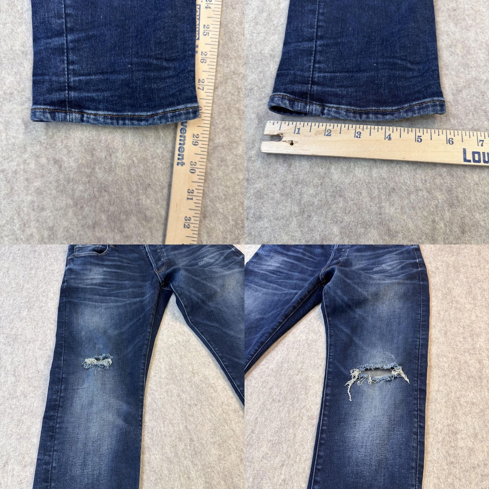 Vintage G-Star RAW 3301 Slim Jeans Mens 32x28.5 Blue Distressed Ripped Button Fly Denim Size US 32 / EU 48 - 9 Thumbnail