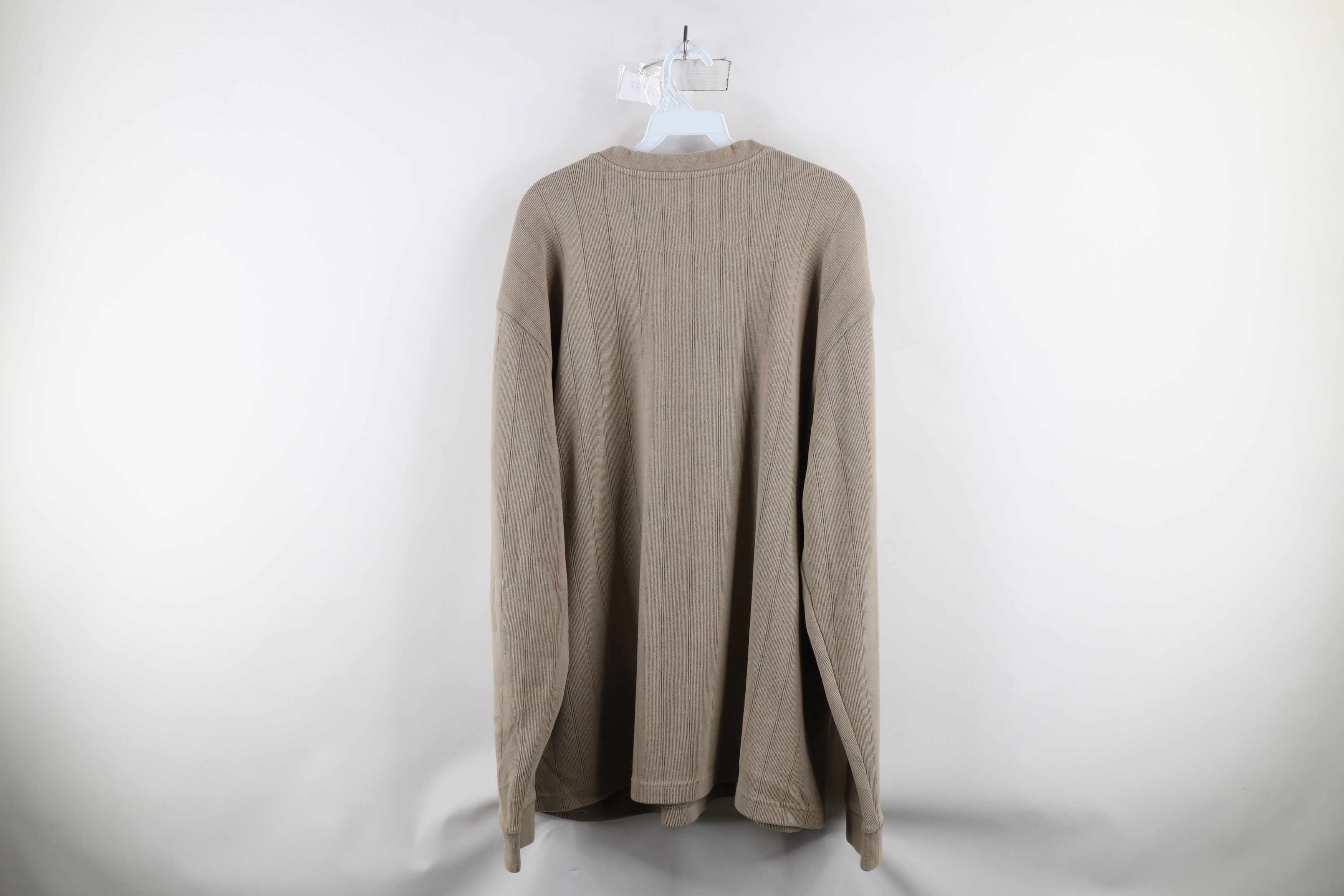 Columbia × Vintage Vintage Columbia Spell Out Ribbed Knit V-Neck Sweater Beige Size US XXL / EU 58 / 5 - 8 Thumbnail
