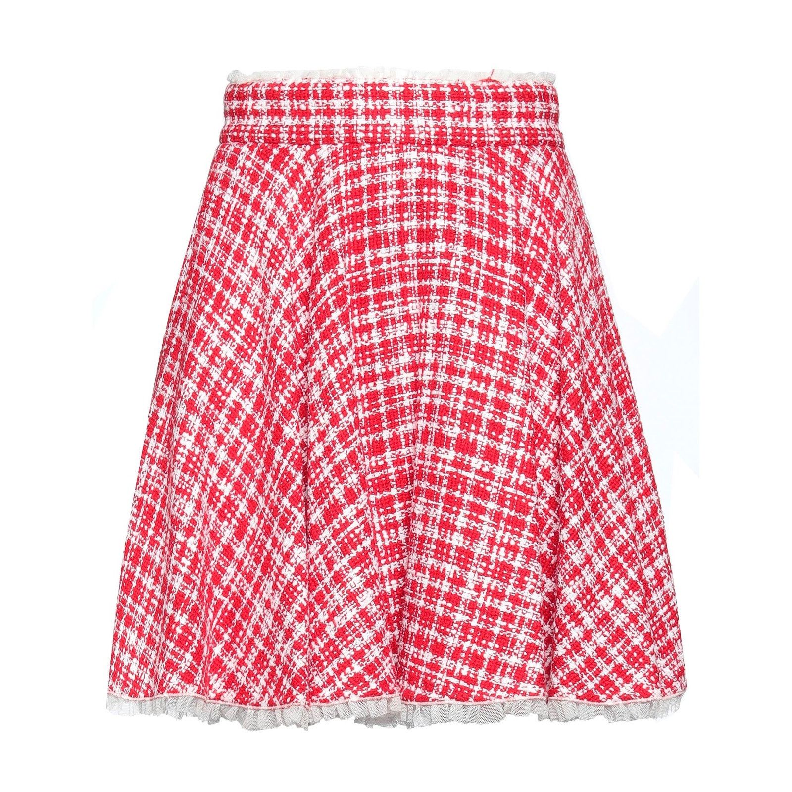 Dolce & Gabbana Dolce & Gabbana Red White Tweed Circle Mini Skirt IT 38 US Size 26" / US 2 / IT 38 - 2 Thumbnail