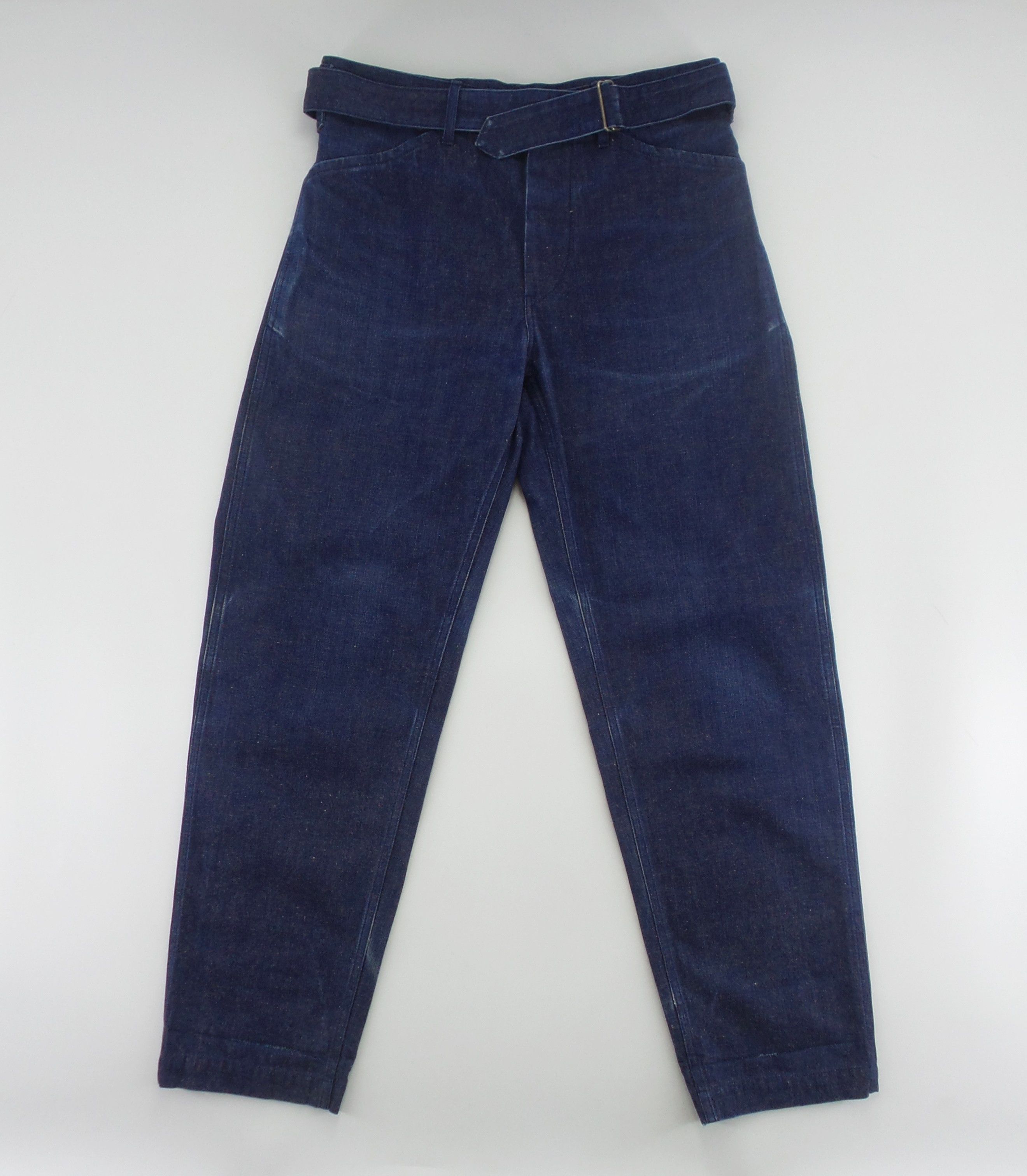 image of Comoli K01-03005 Belted Denim Pants W32Xl30 in Indigo, Men's