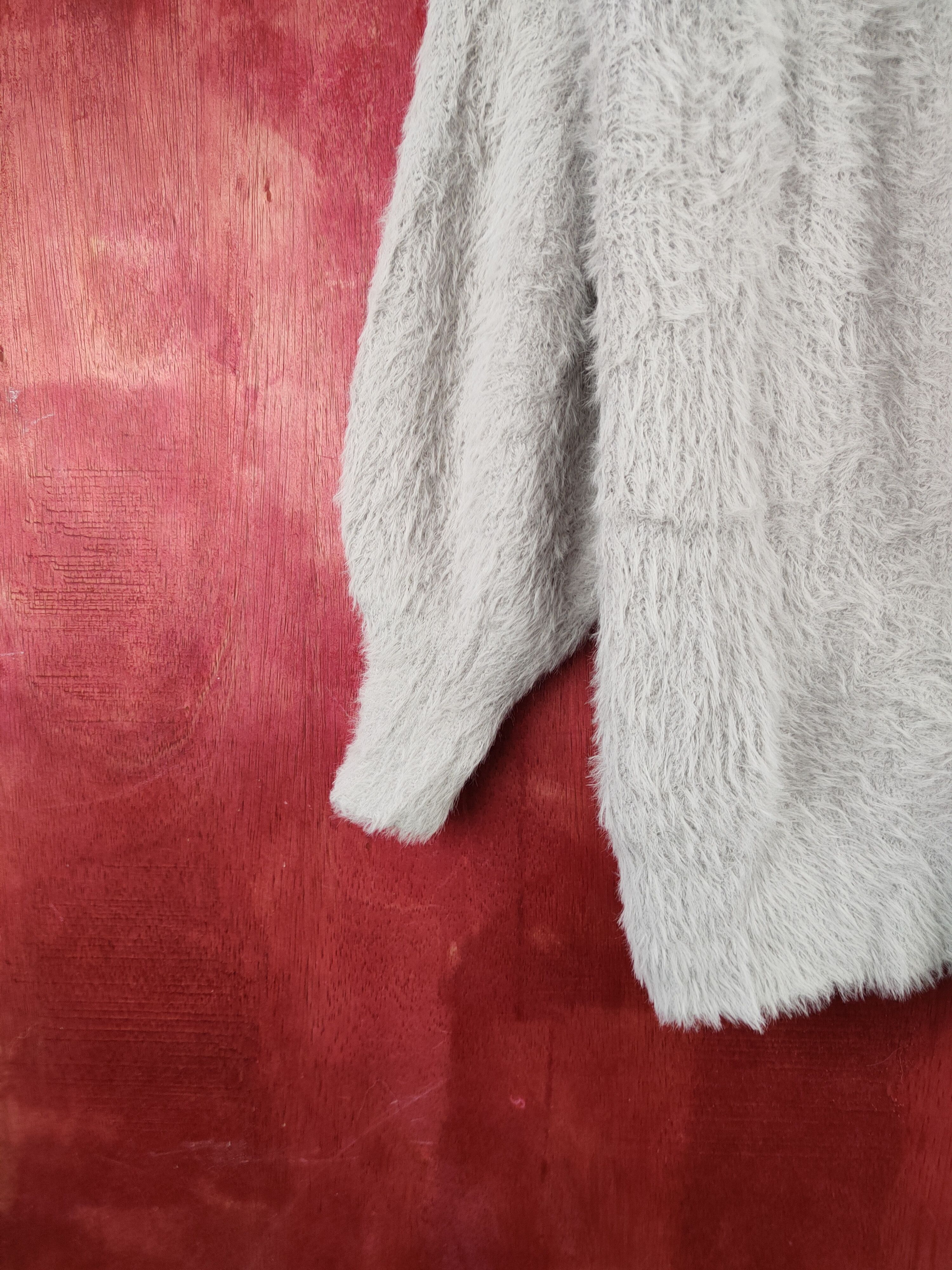GU × Japanese Brand GU Gray Shag Shaggy Fur Mohair Knitwear Cardigan #S2037 Size L / US 10 / IT 46 - 4 Thumbnail