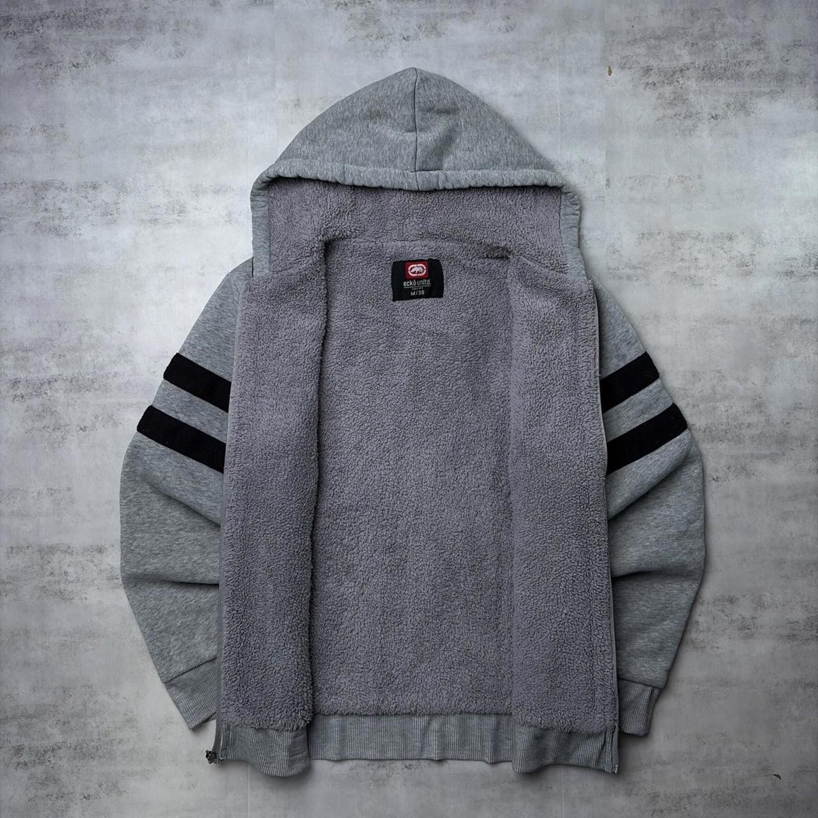 Ecko Unltd. Y2K Grey Ecko Unltd Grunge Sherpa Lined Skater Zip Up Hoodie Size US M / EU 48-50 / 2 - 2 Thumbnail